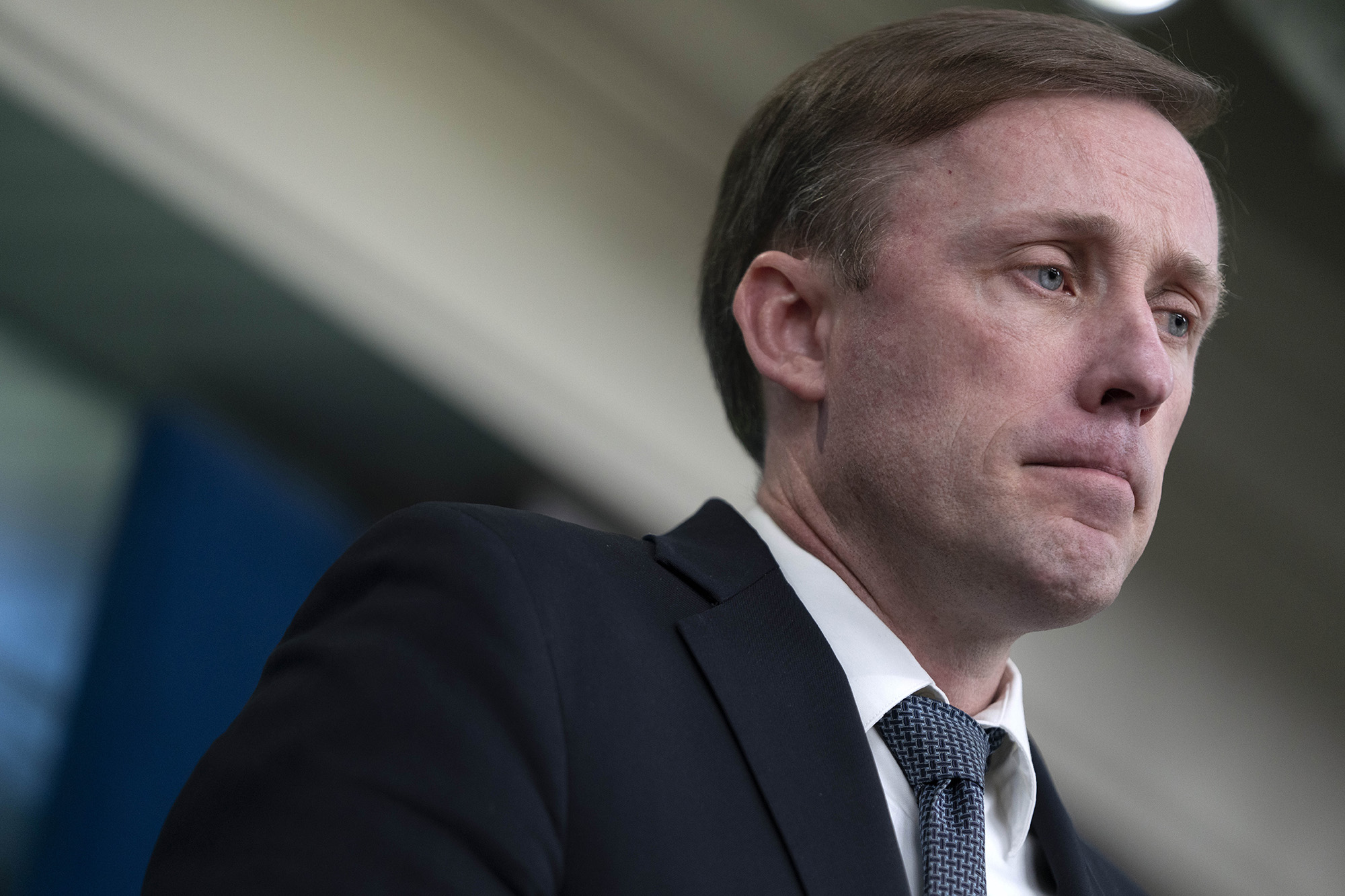 National Security Advisor Jake Sullivan speaks during a press briefing at the White House in Washington, D.C, on February 14.
