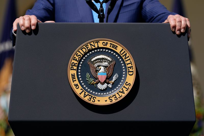 President Joe Biden speaks in the Rose Garden of the White House in Washington DC on Tuesday.