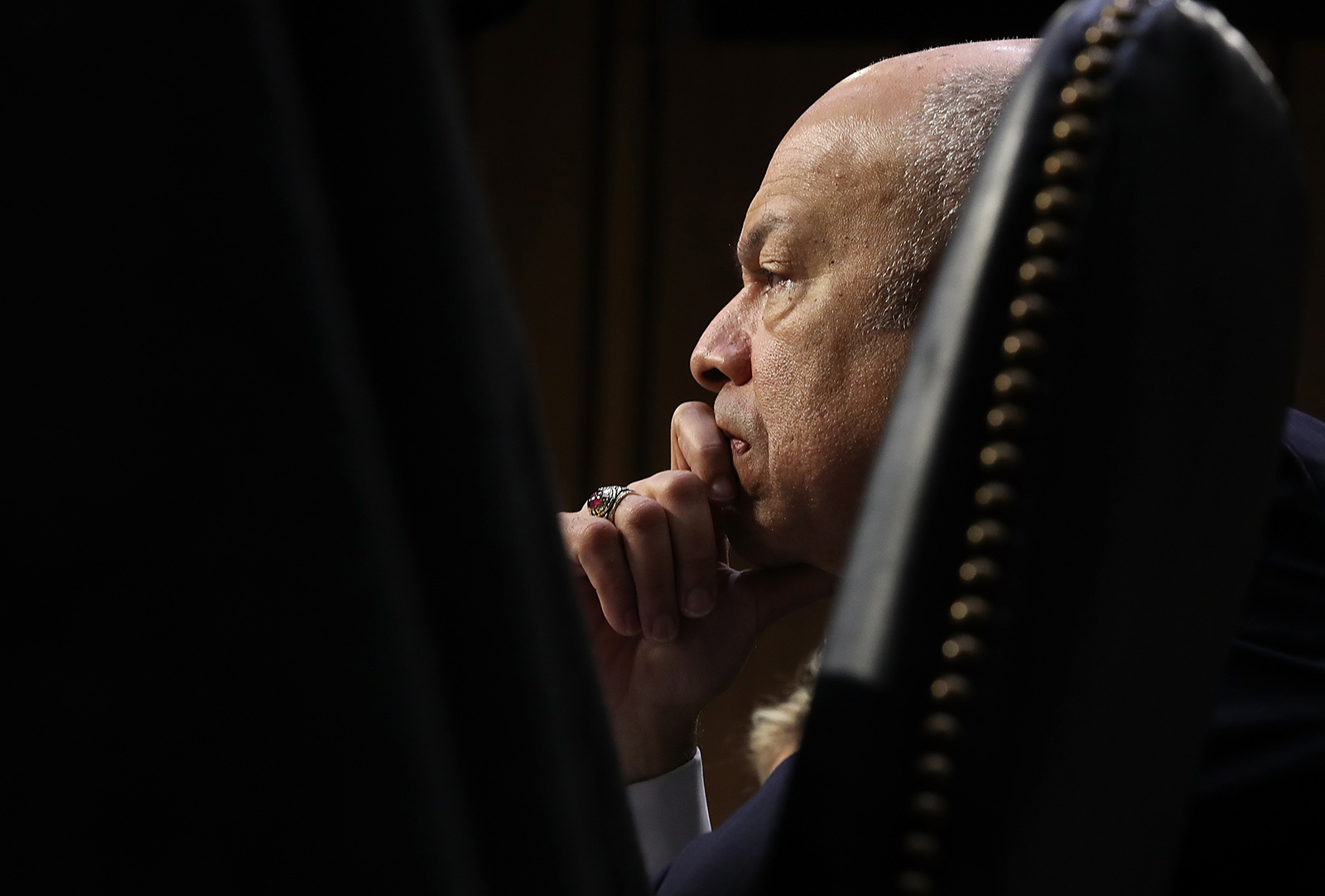 Former Homeland Security Secretary Jeh Johnson testifies before the Senate Intelligence Committee on March 21, 2018, in Washington.