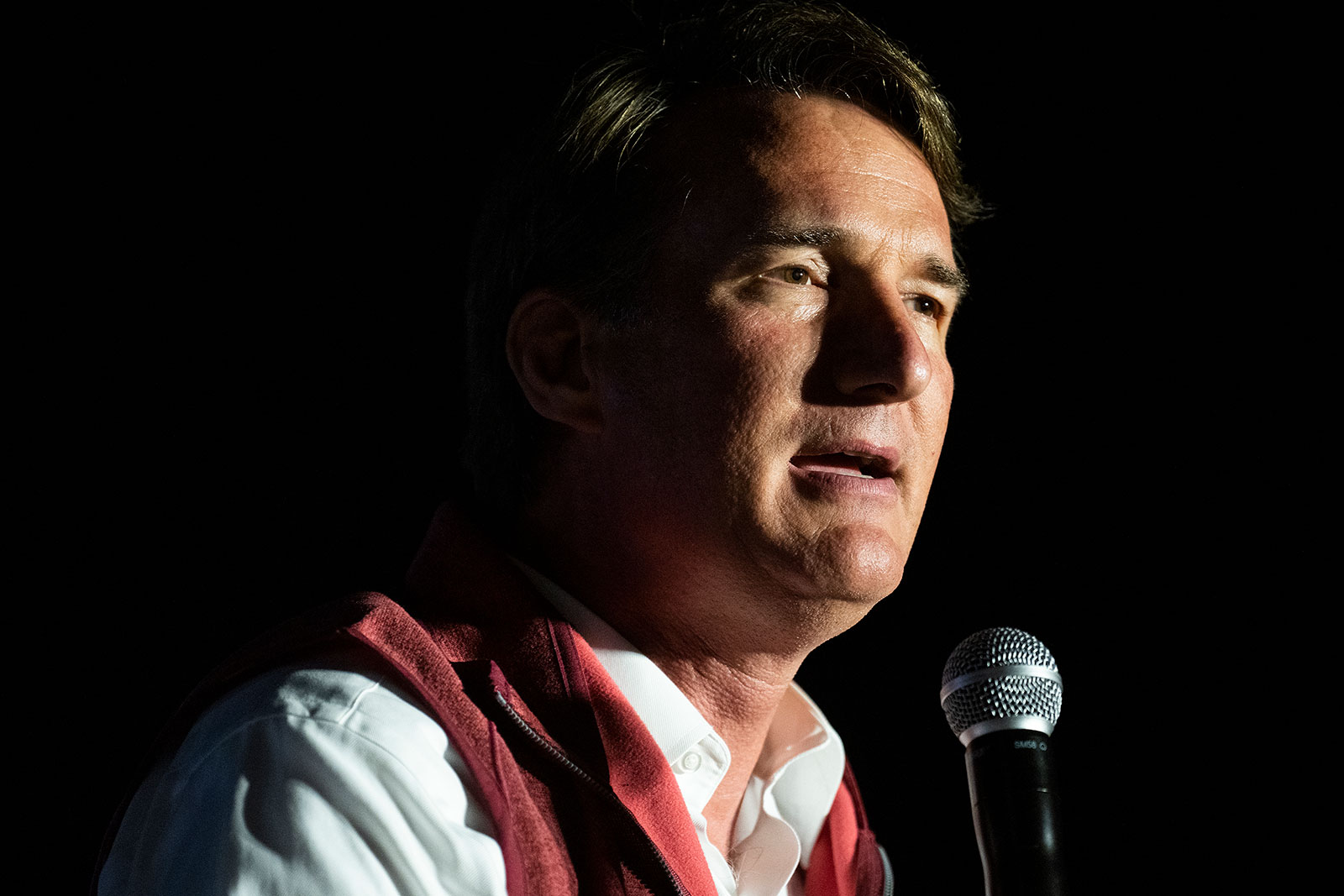 Virginia Gov. Glenn Youngkin speaks at a rally with congressional candidate Yesli Vega in Brandy Station, Virginia, on November 1.