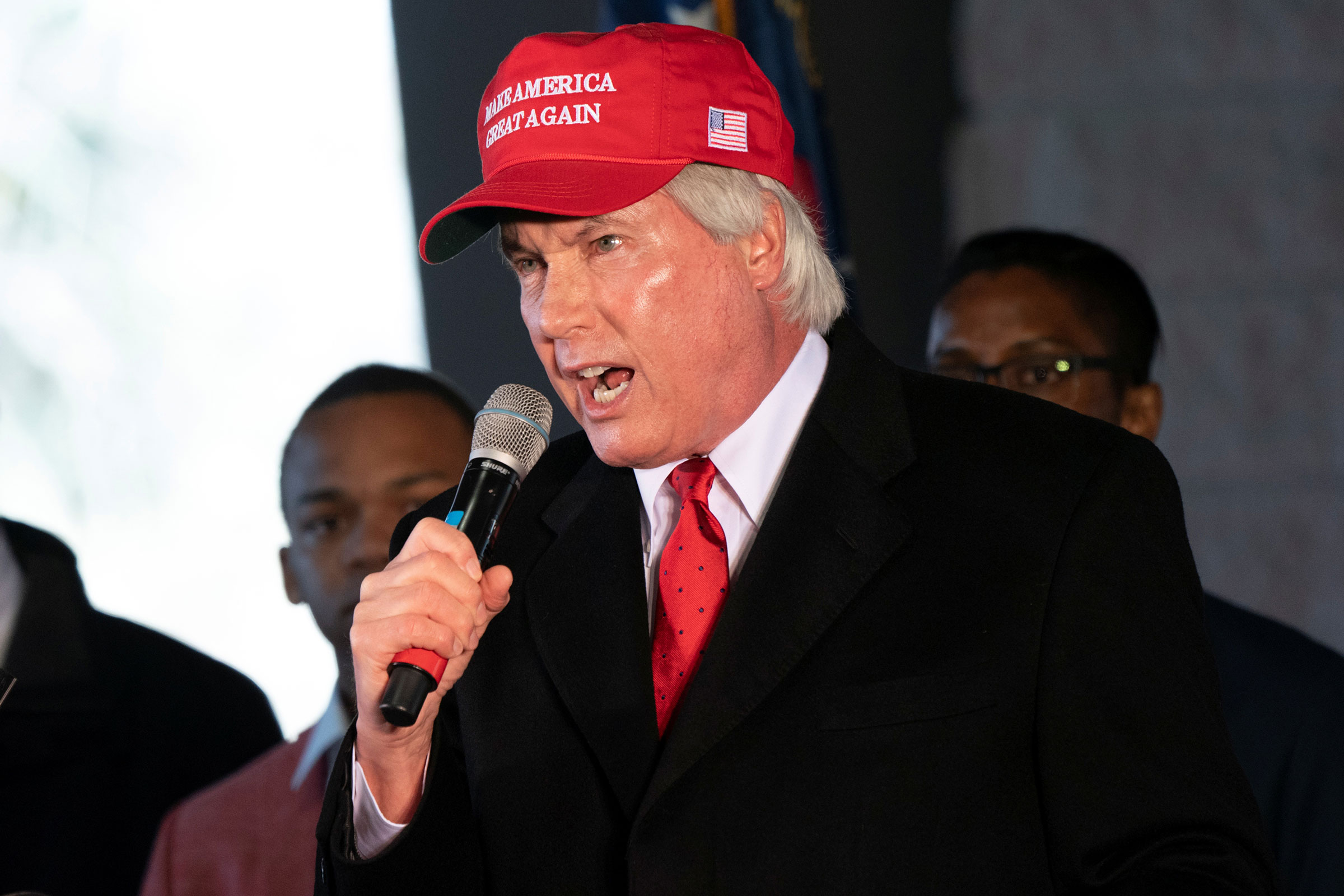 Attorney L. Lin Wood speaks during a press conference on election results in Alpharetta, Georgia, on December 2, 2020.
