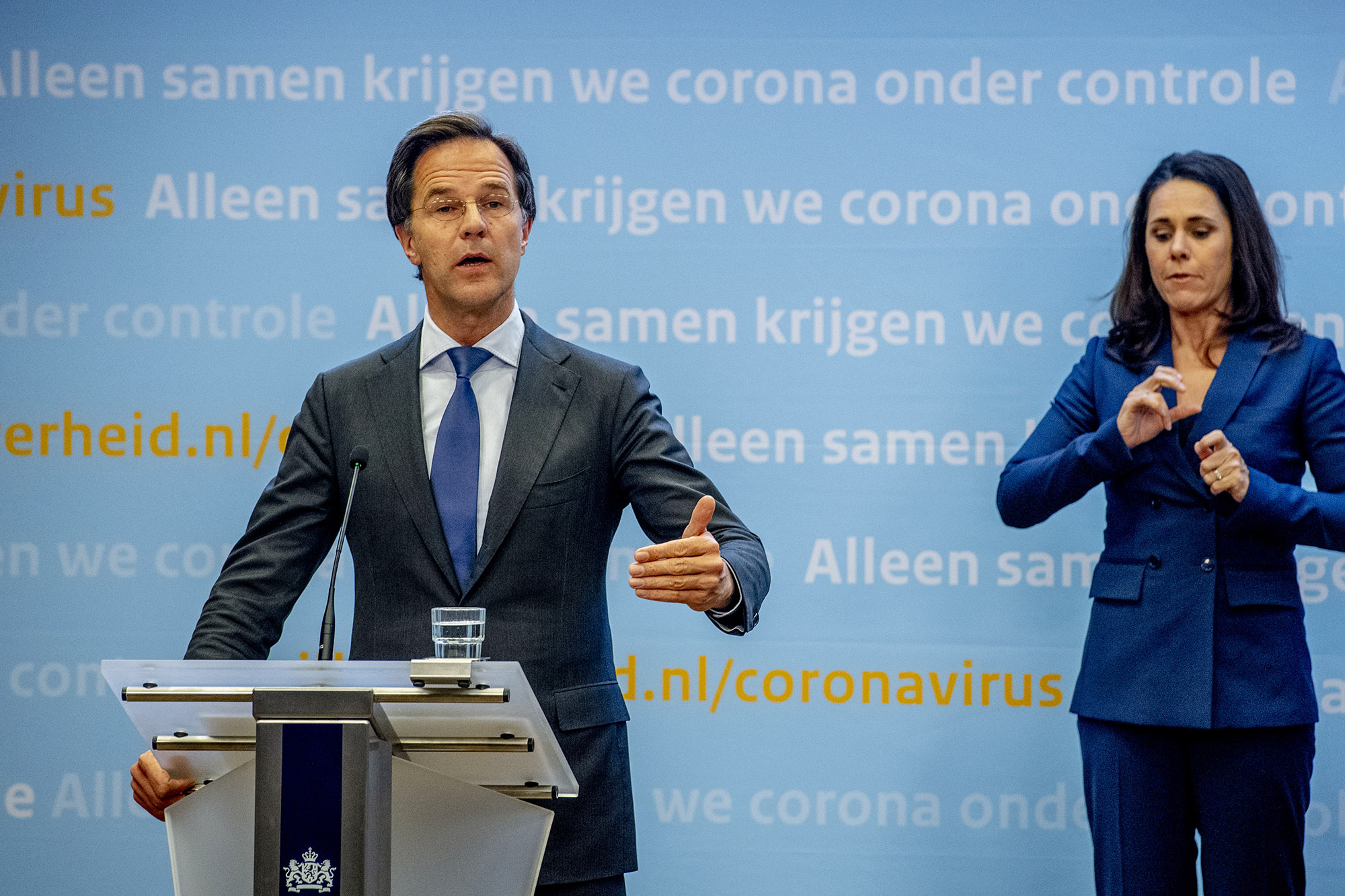 Dutch Prime Minister Mark Rutte speaks during a press conference at the Hague, Netherlands, on May 6. 