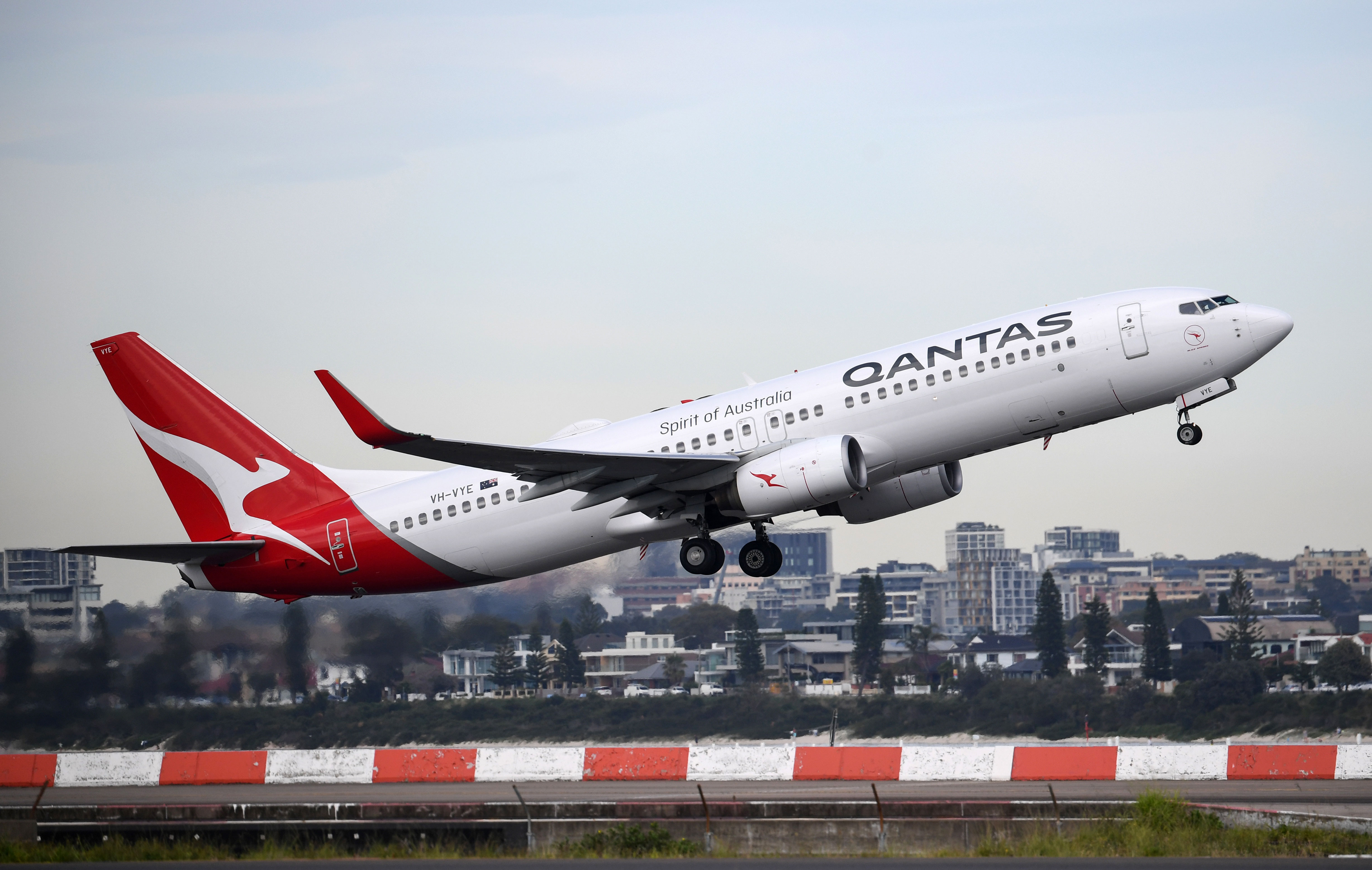 A Qantas plane takes off at Sydney's Kingsford Smith Airport in Australia on November 16.