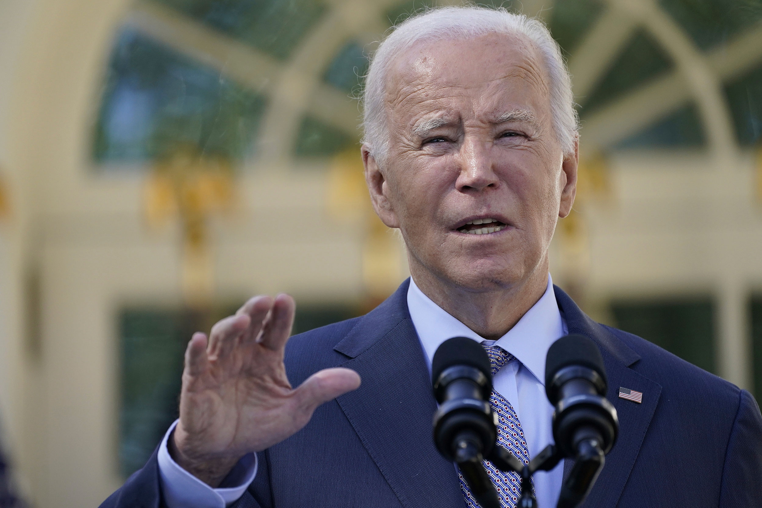 US President Joe Biden delivers remarks from the White House on Wednesday, October 11. 