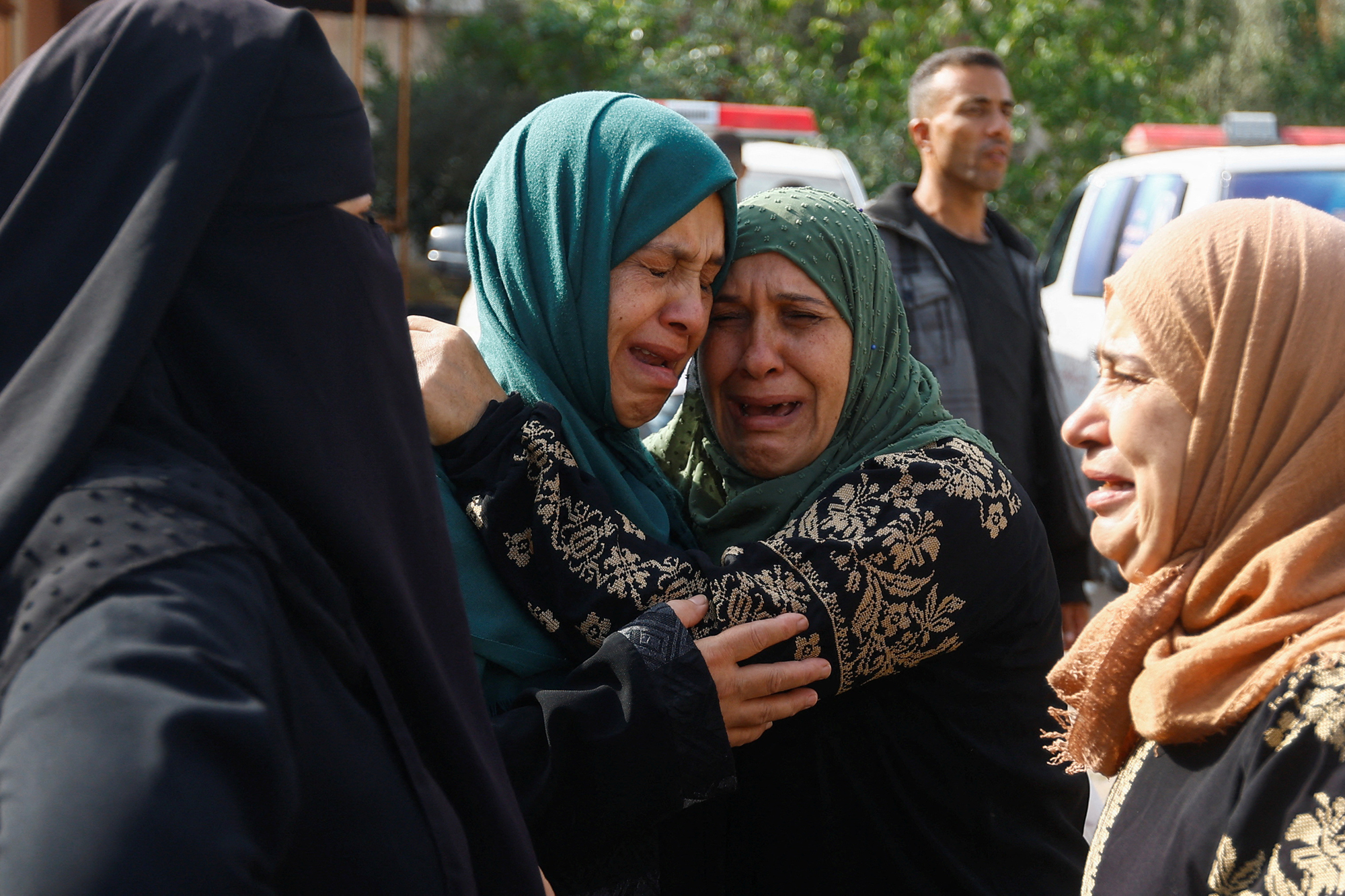 Mourners attend a funeral in Khan Younis, Gaza, on October 22.
