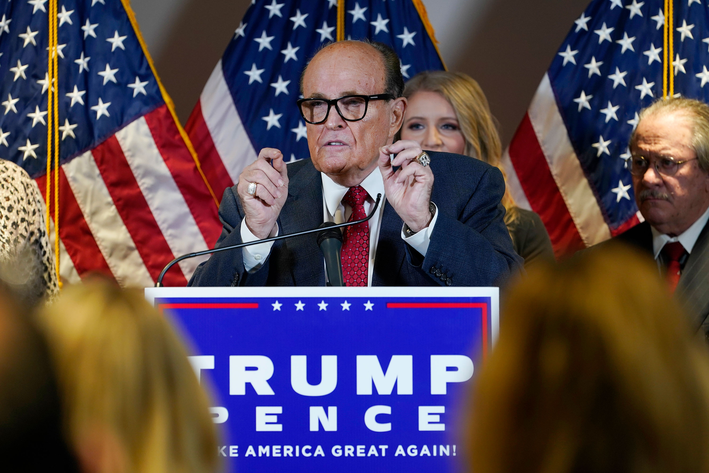 Rudy Giuliani speaks during a news conference at the Republican National Committee headquarters on November 19 in Washington, DC. 