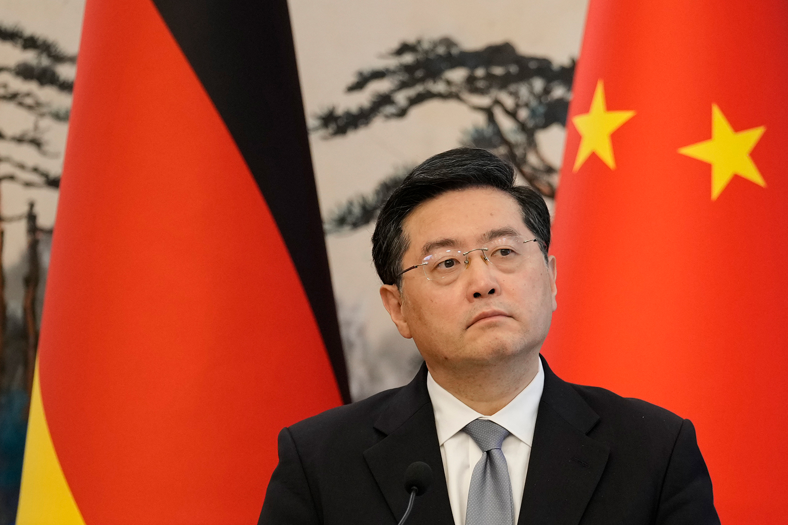 Chinese Foreign Minister Qin Gang speaks during a news conference in Beijing on April 14.