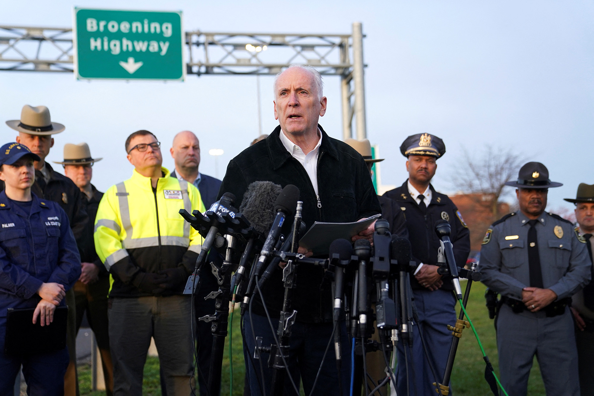 Maryland Transportation Secretary Paul J. Wiedefeld speaks during a press conference, following the collapse of the Francis Scott Key Bridge, in Baltimore, Maryland, on March 26.