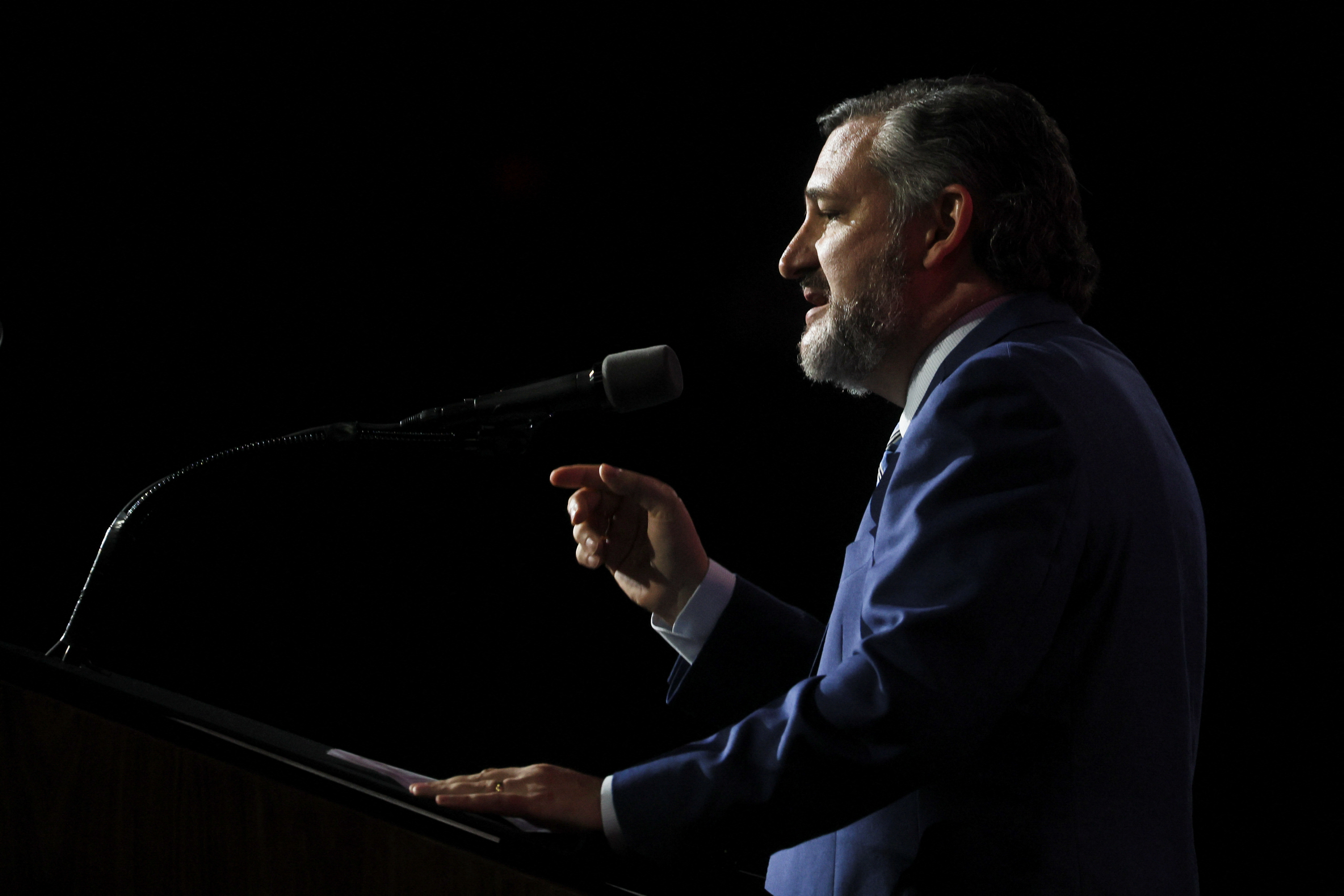Texas Sen. Ted Cruz speaks at the National Rifle Association (NRA) annual convention in Houston, Texas, on Friday.