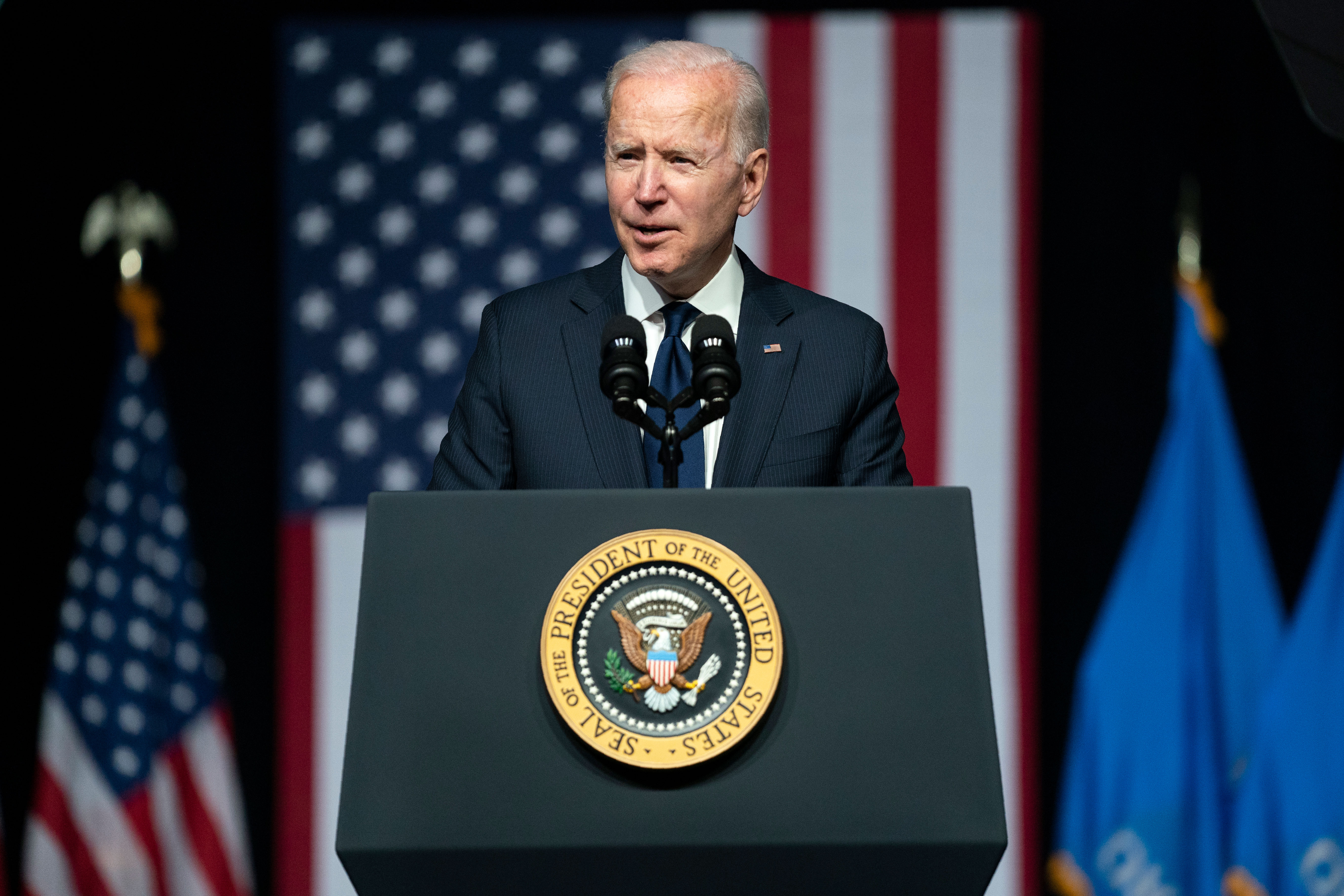 President Joe Biden speaks on June 1 in Tulsa, Oklahoma.
