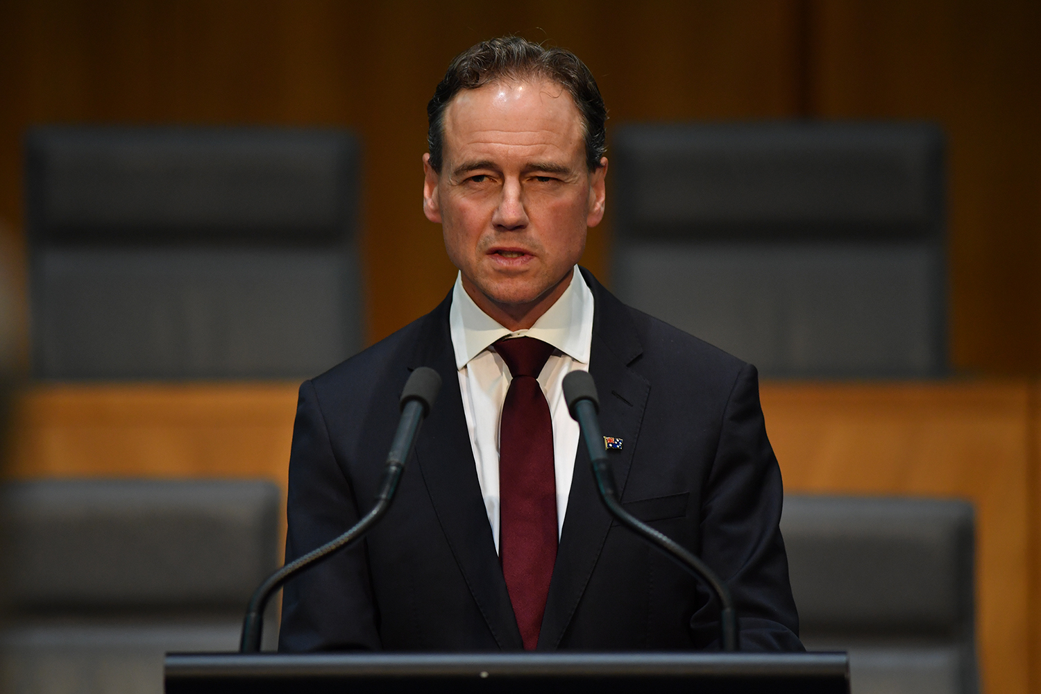 Minister for Health Greg Hunt during a press conference at Parliament House on March 24, 2020 in Canberra, Australia.