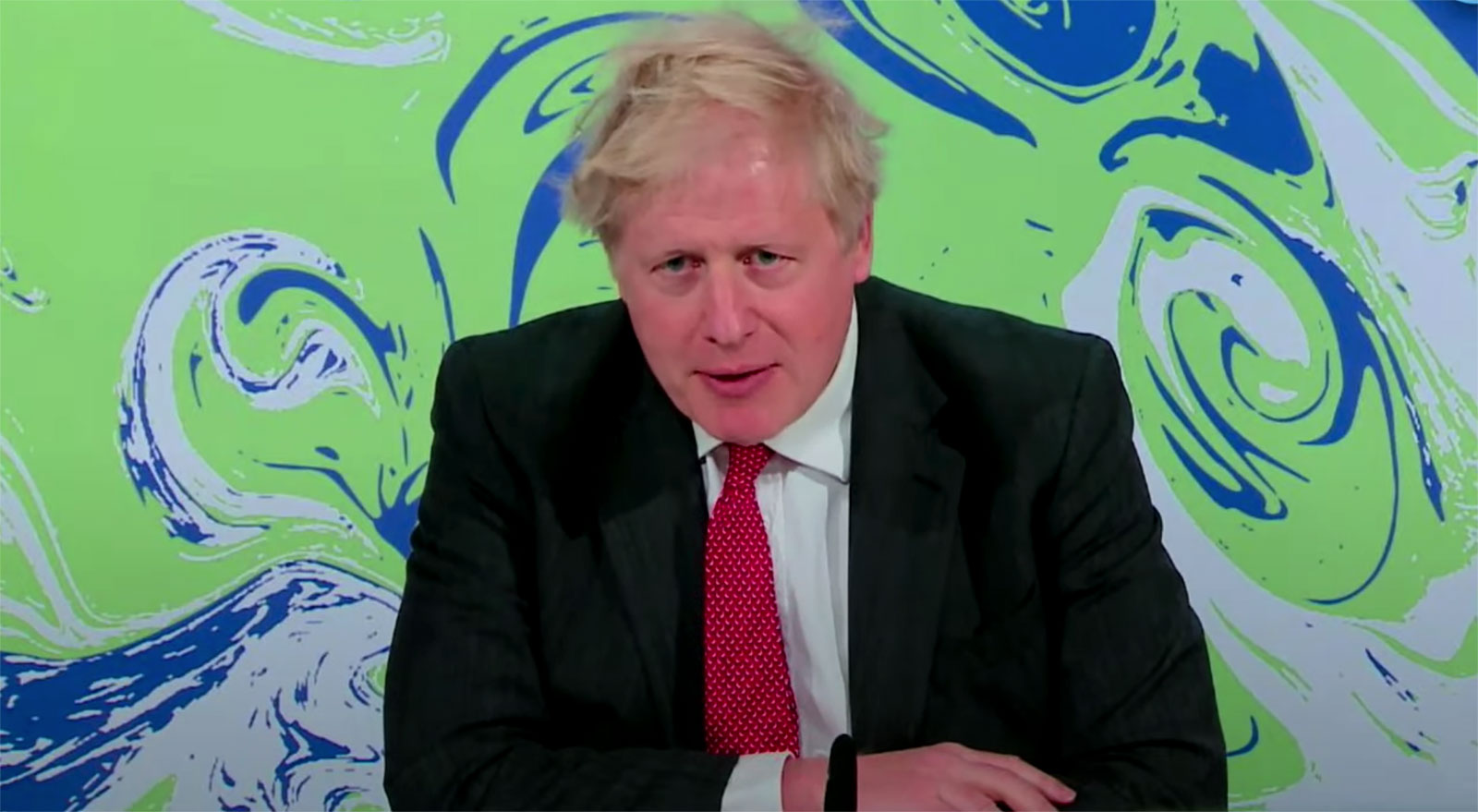 UK Prime Minister Boris Johnson speaks during the virtual Leaders Summit on Climate on Thursday. The UK government announced on Tuesday it is aiming to slash the country's emissions by 78% by 2035 compared to 1990 levels.