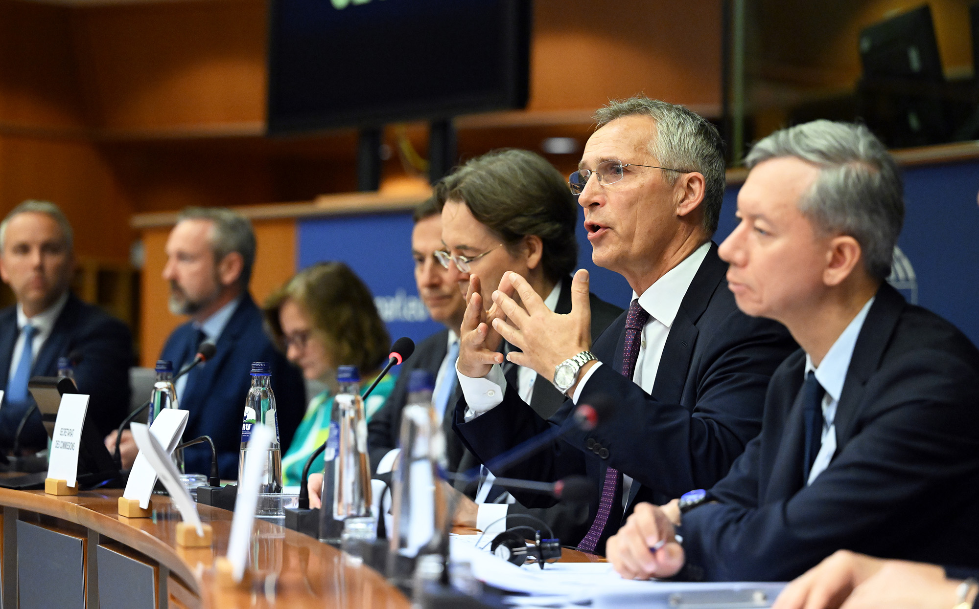 NATO Secretary General Jens Stoltenberg speaks during the European Parliament Foreign Affairs Committee meeting on September 7, in Brussels, Belgium. 