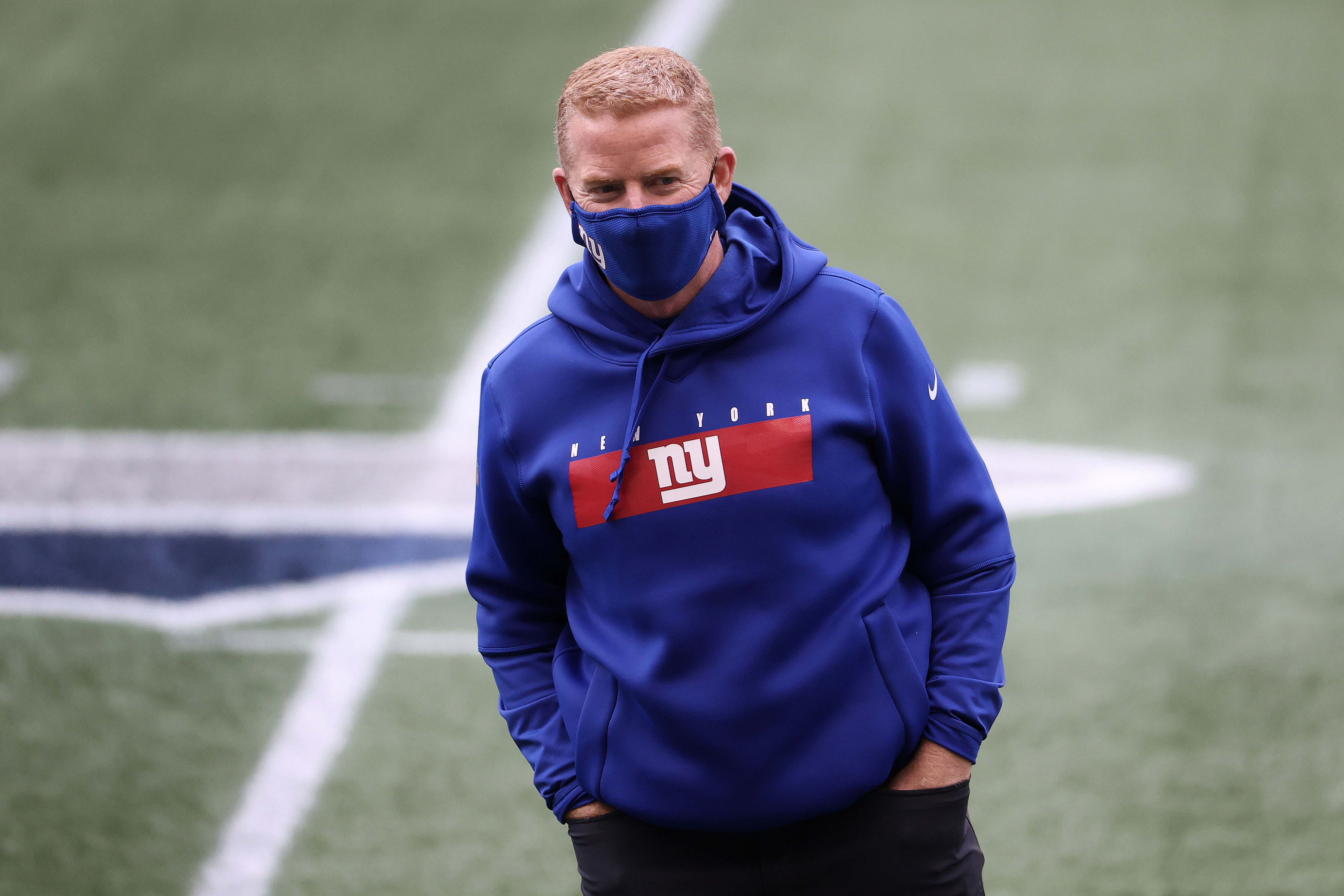 Jason Garrett, offensive coordinator for the New York Giants, looks on before a game in Seattle on December 6.
