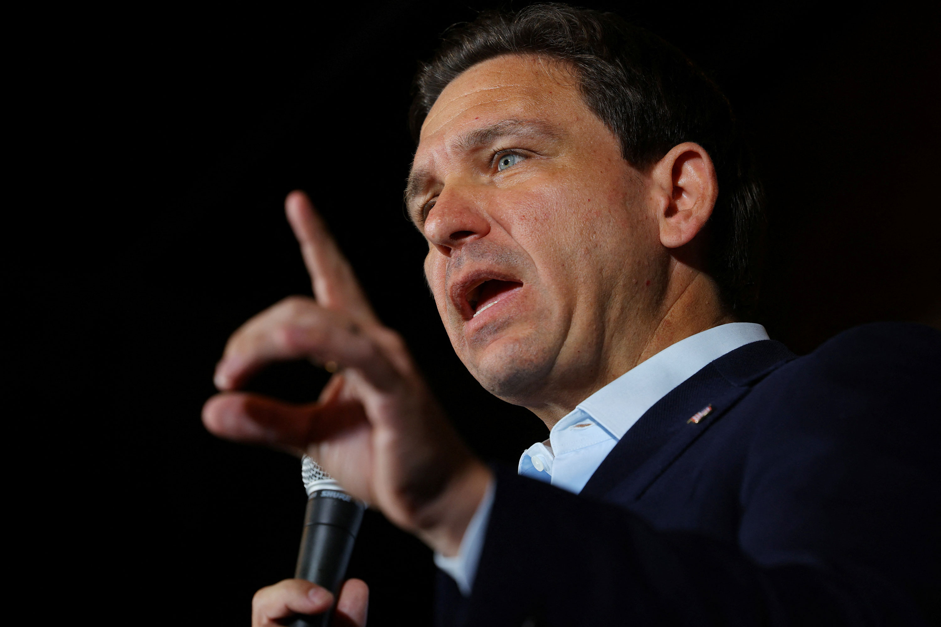 Republican presidential candidate and Florida Governor Ron DeSantis speaks during a campaign stop in Manchester, New Hampshire, on August 19, 2023.