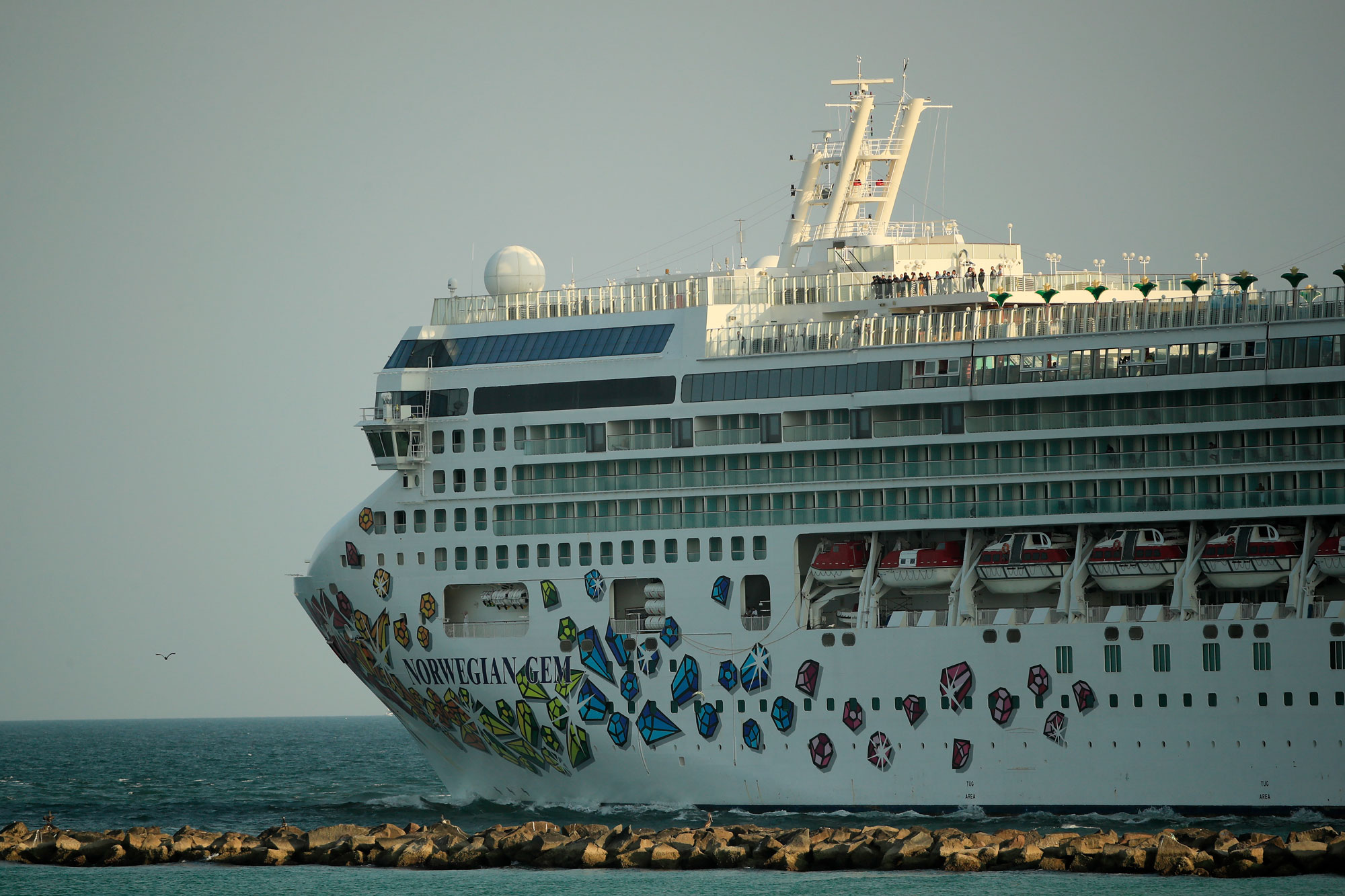The Norwegian Gem cruise ship leaves the Port of Miami on April 14, in Miami Beach.