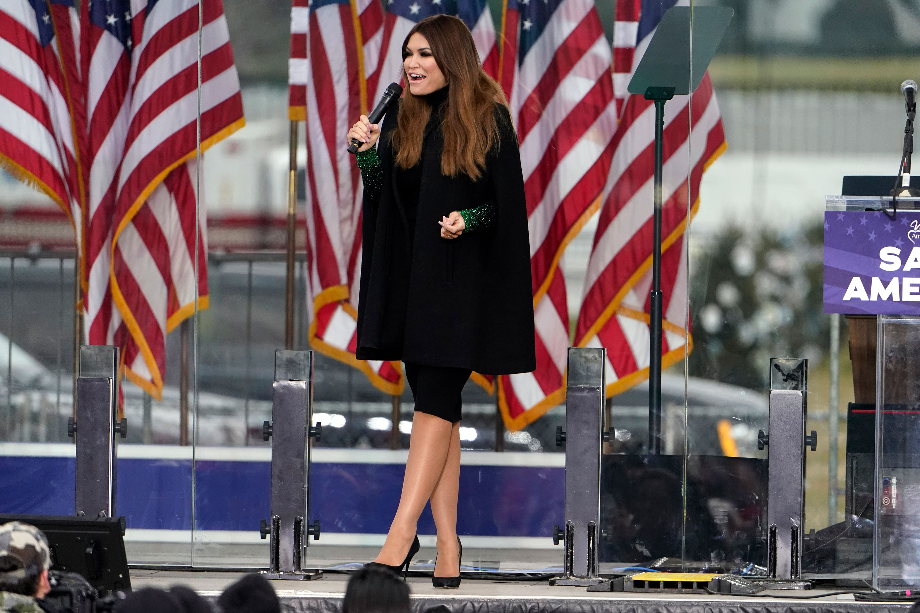 Kimberly Guilfoyle speaks at the rally held before the Capitol riot on January 6, 2021.