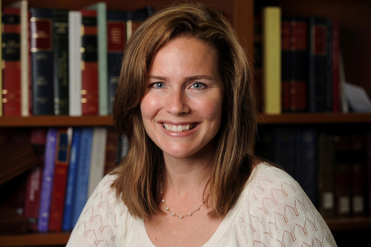 U.S. Court of Appeals for the Seventh Circuit Judge Amy Coney Barrett, a law professor at Notre Dame University, poses in an undated photograph obtained from Notre Dame University September 19, 2020.