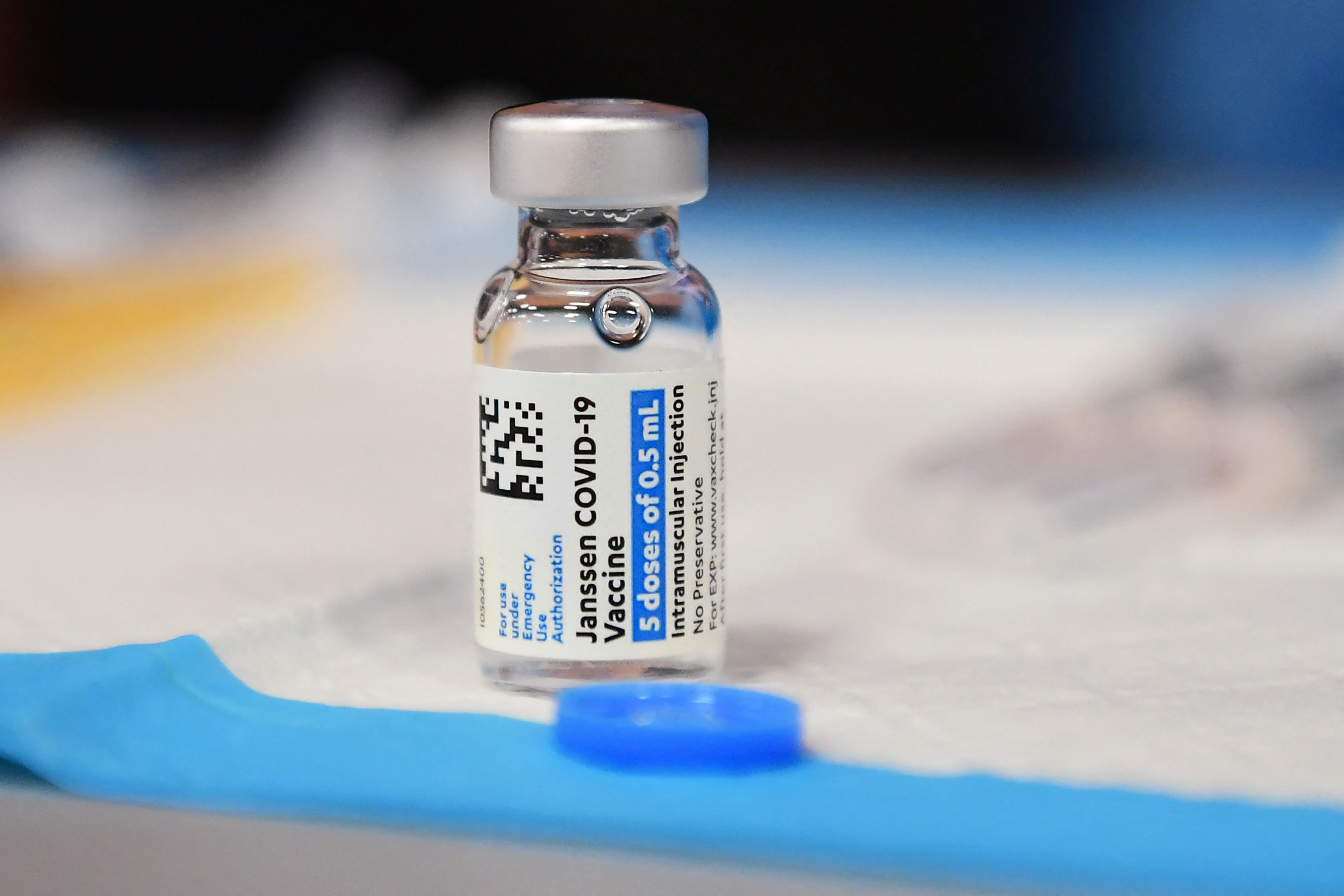 A vial of Johnson & Johnson’s Covid-19 vaccine is seen at a clinic in Los Angeles, on December 15. 