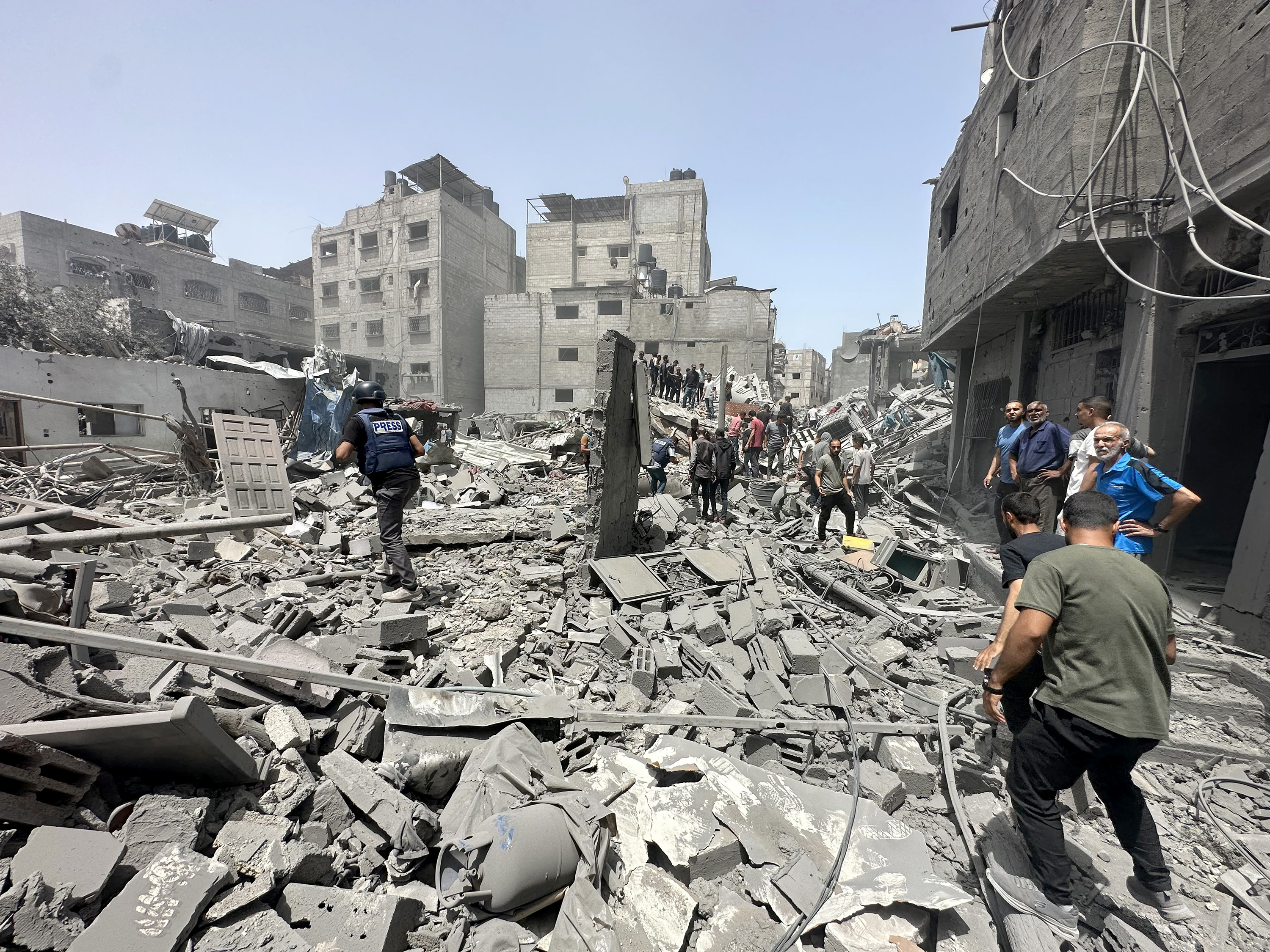 Debris is seen outside Al-Awda Hospital in Beit Lahia, Gaza, on May 18. 