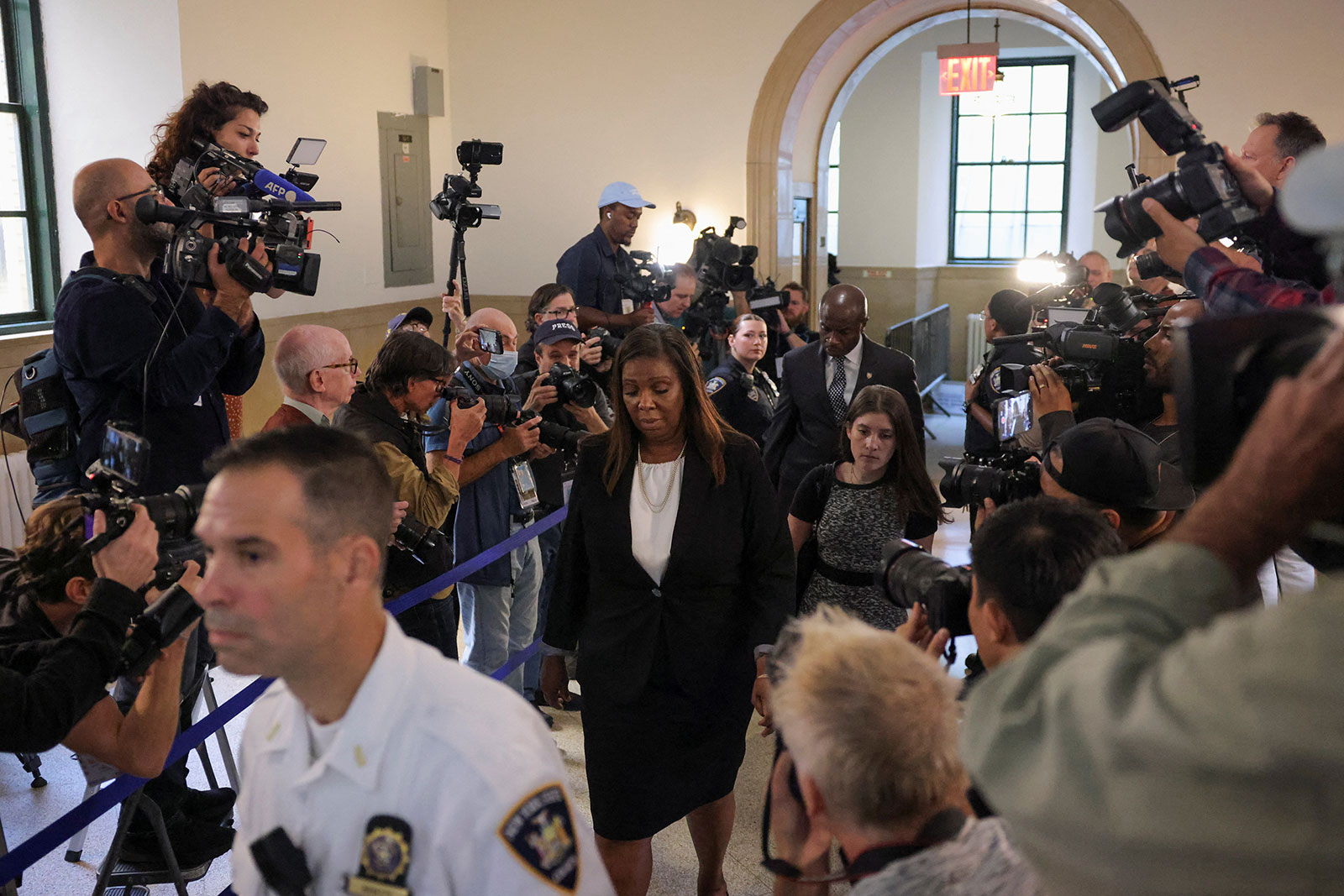 New York Attorney General Letitia James arrives for the trial of former President Donald Trump in New York on Monday.