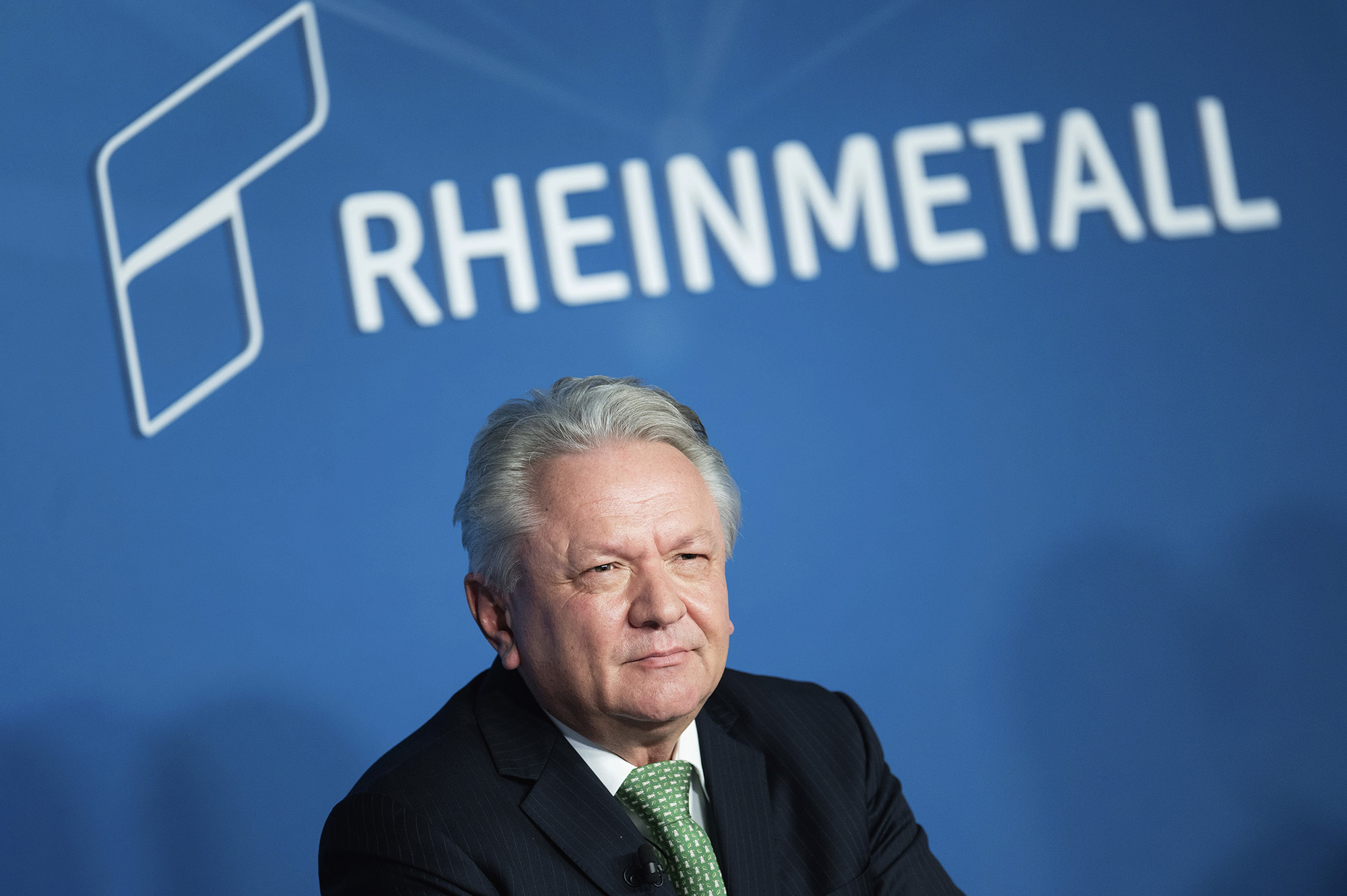 Armin Papperger, CEO of Rheinmetall AG, speaks during the company's annual results conference in Duesseldorf, Germany, on March 17.