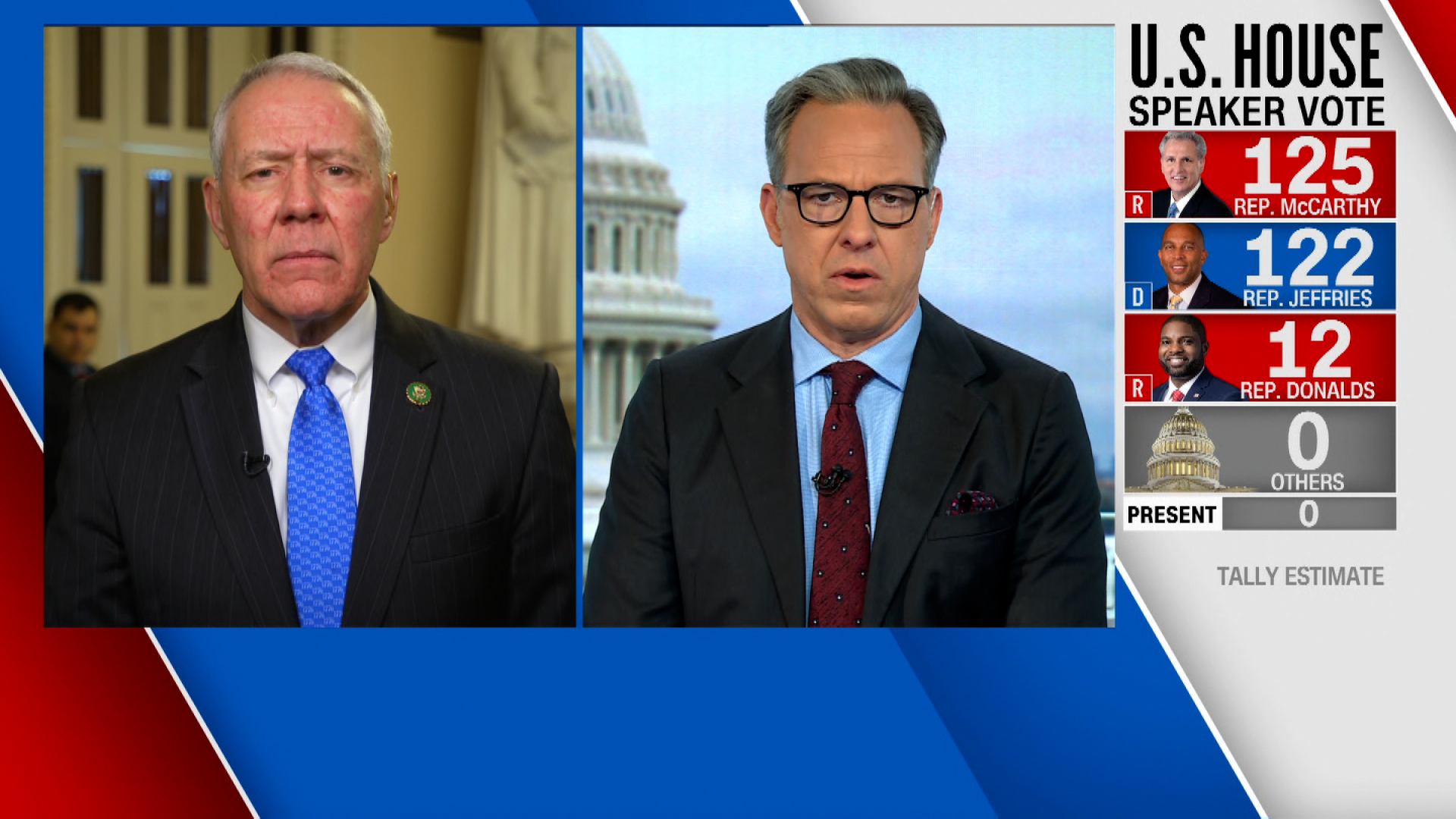 U.S. Rep. Ken Buck, left, speaks with CNN's Jack Tapper on Wednesday.