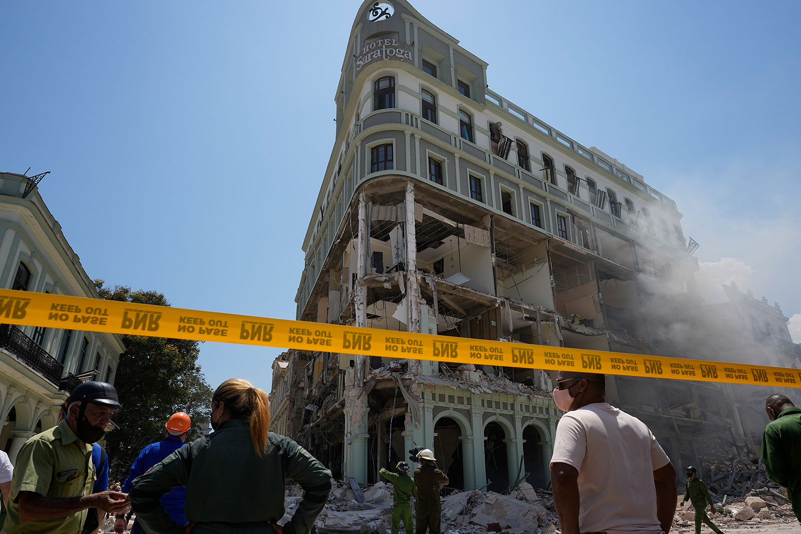 Hotel Saratoga is heavily damaged after an explosion in Havana on May 6.