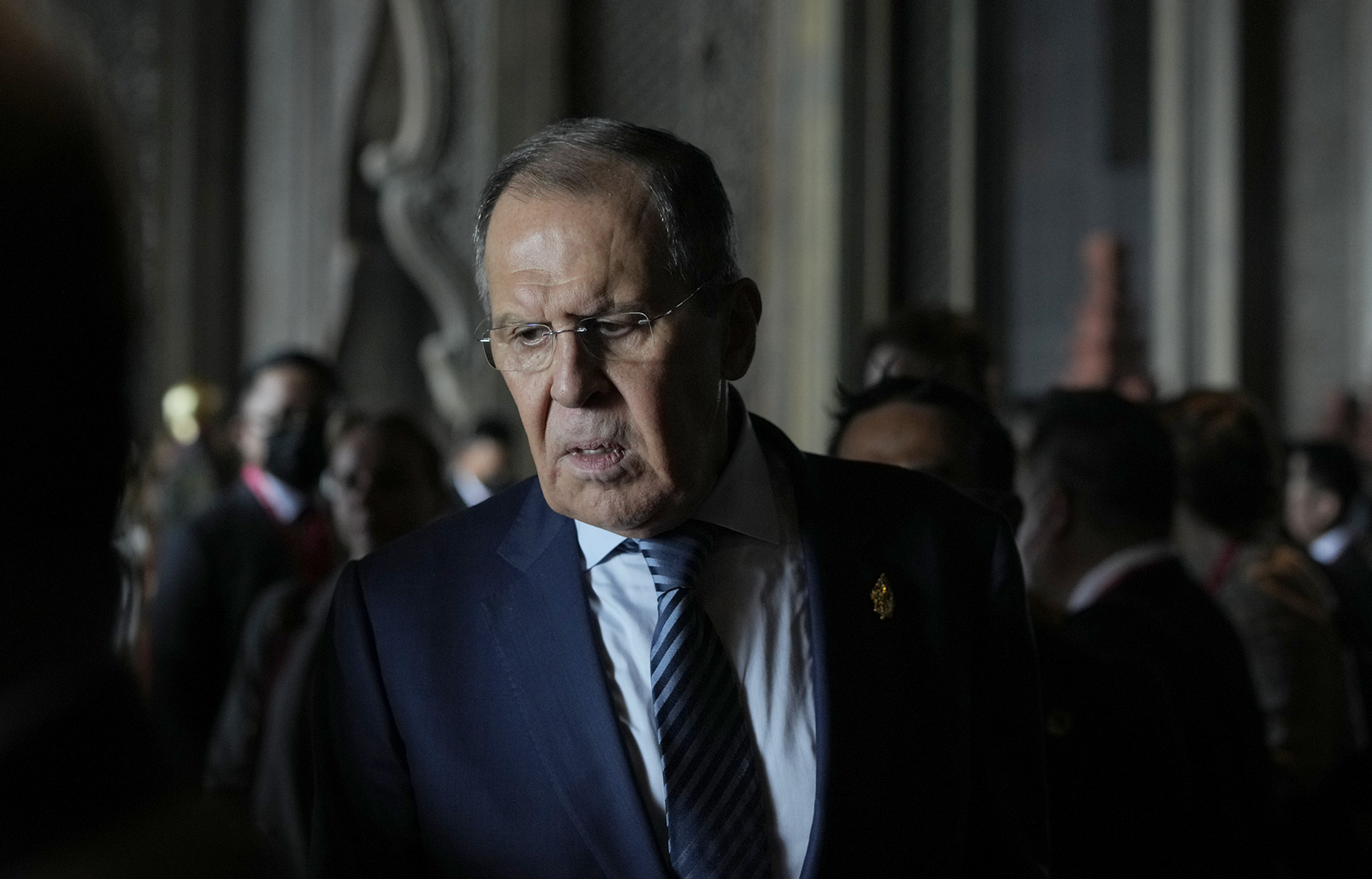 Russian Foreign Minister Sergey Lavrov walks during the G20 Summit in Bali, Indonesia, on November 15.