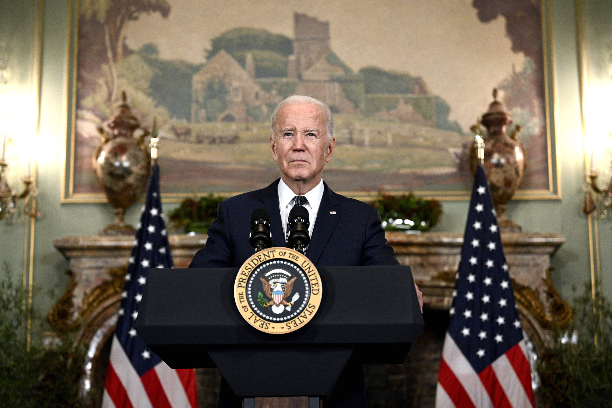 US President Joe Biden speaks during a press conference during the Asia-Pacific Economic Cooperation (APEC) Leaders' week in Woodside, California, on November 15.