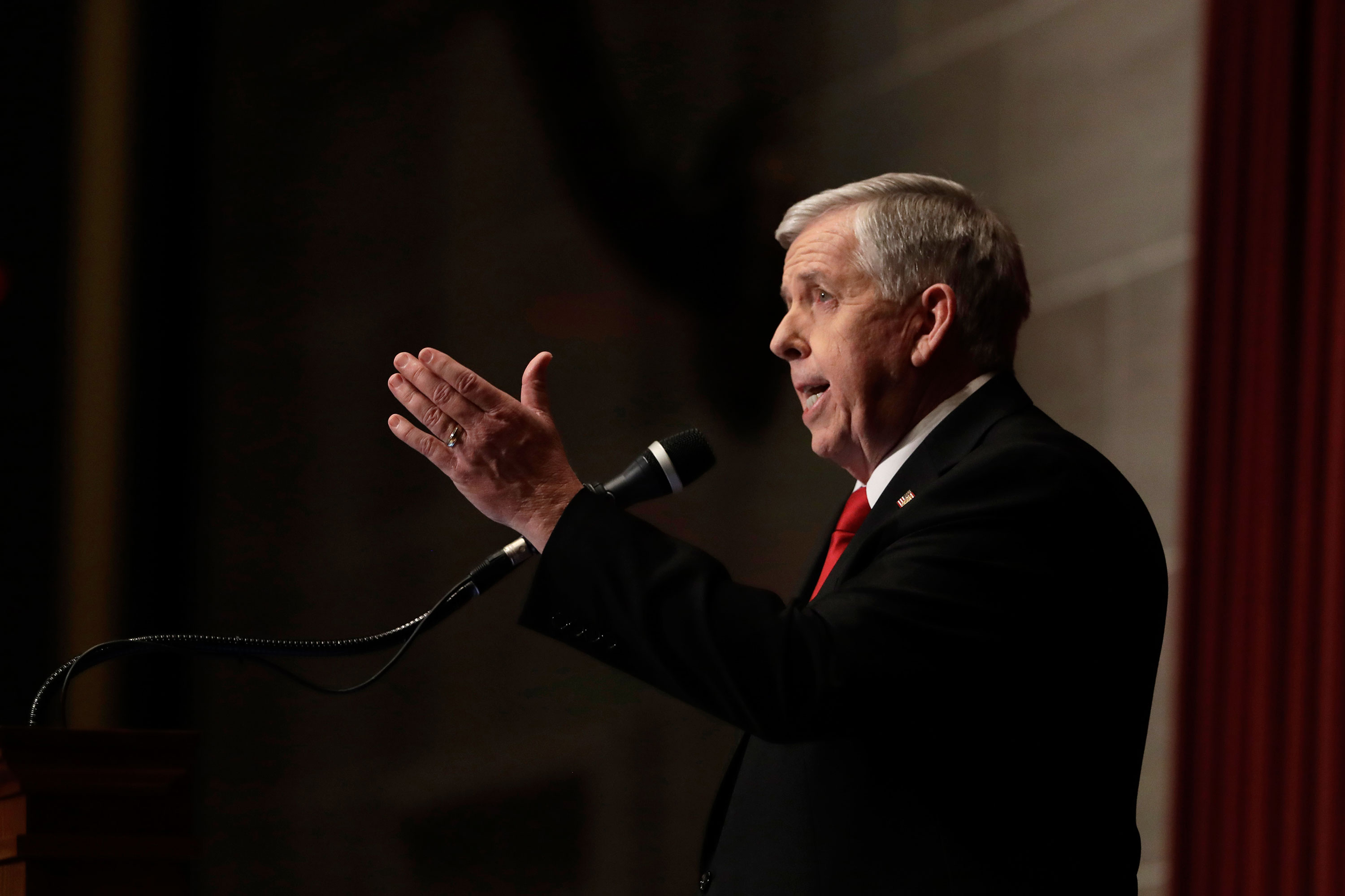 Gov. Mike Parson delivers the State of the State address on January 15 in Jefferson City, Missouri.