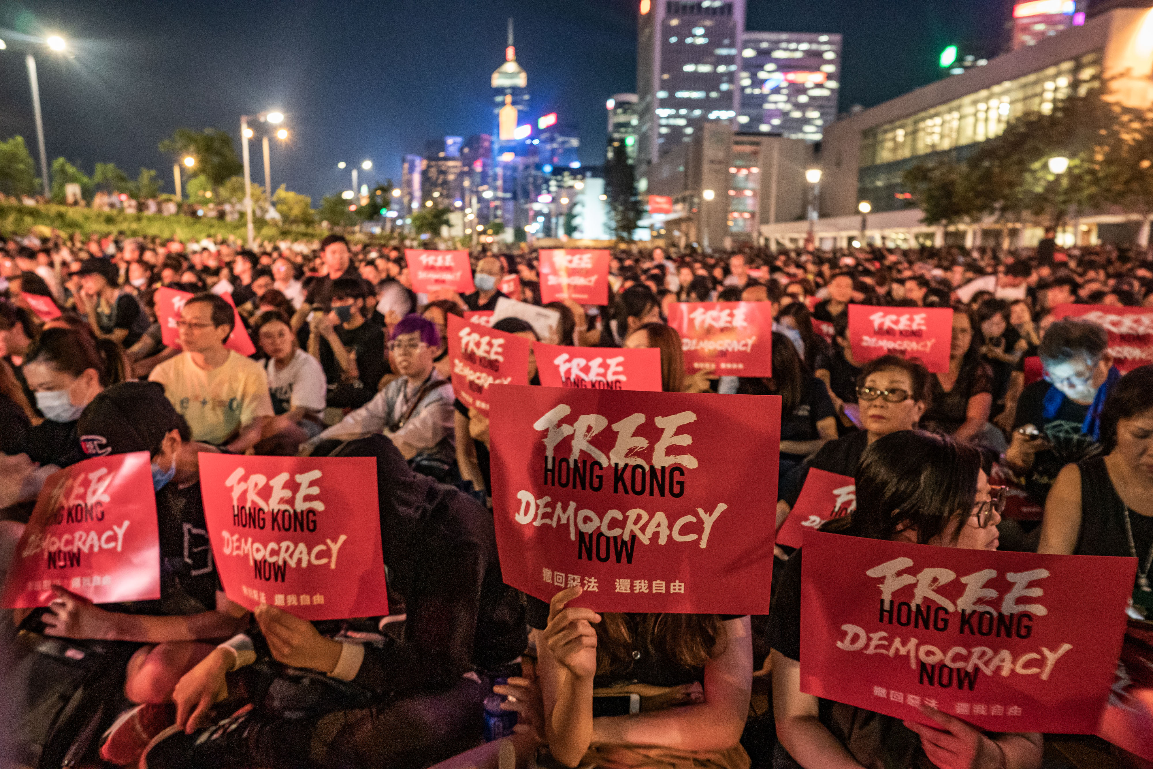 Hong Kong protesters at a rally against the extradition bill on June 26, 2019.