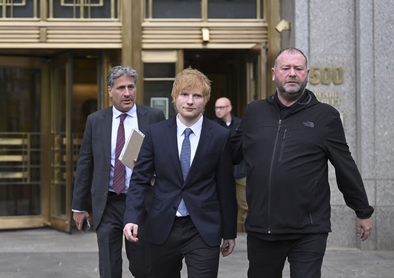 Musician Ed Sheeran leaves US Federal Court in New York City on April 25.