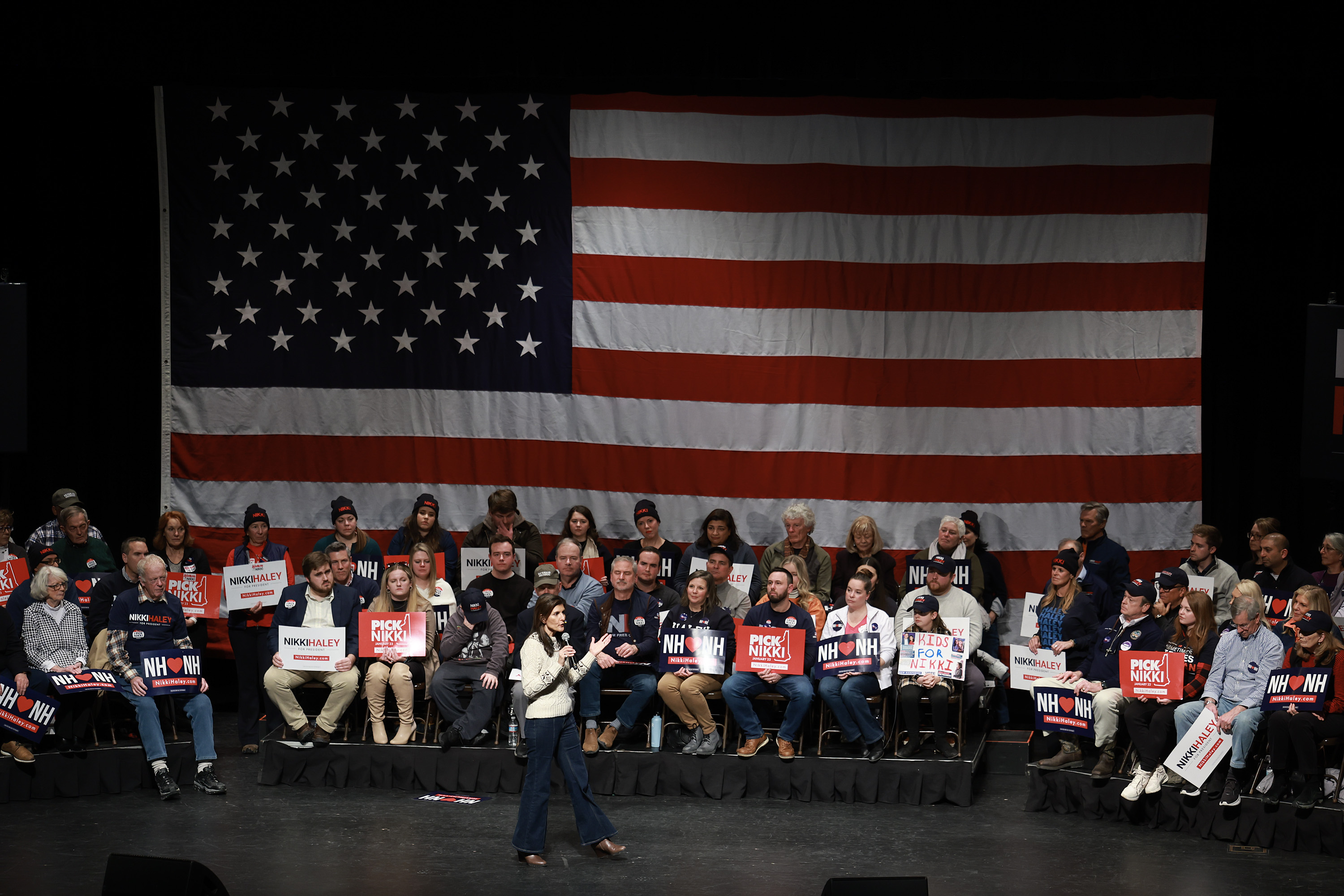 Former South Carolina Gov. Nikki Haley speaks during a campaign event in Newmarket, New Hampshire, on January 21.