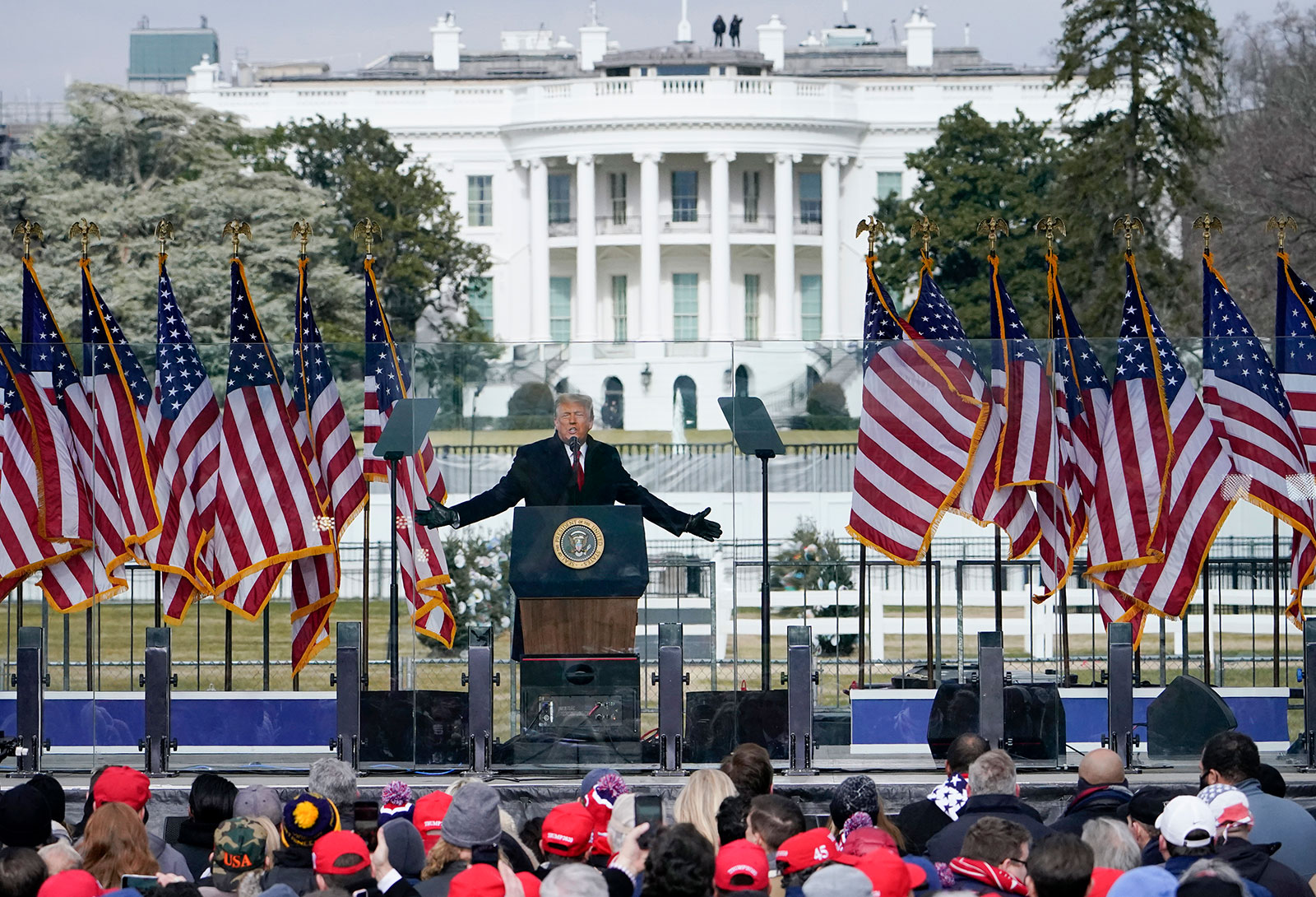Then-President Donald Trump speaks at a rally in Washington, DC, on January 6, 2021. 