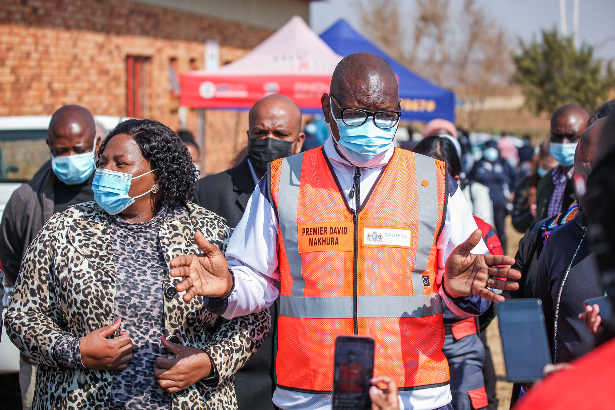 Premier David Makhura visits the Lawley Fire Station pop-up vaccination site on August 17, 2021 in Lenasia, South Africa. 