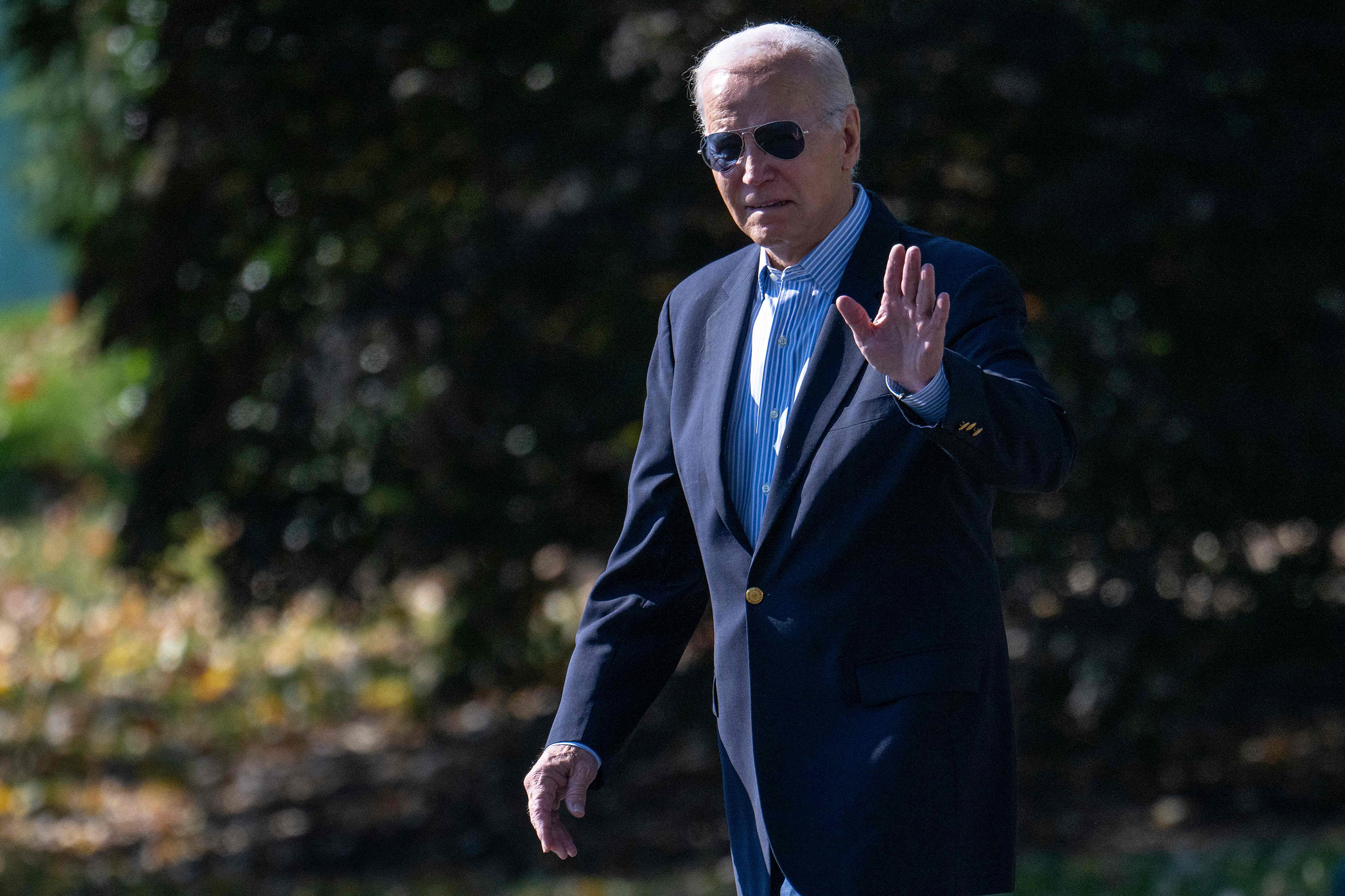 President Joe Biden departs the White House on Wednesday.