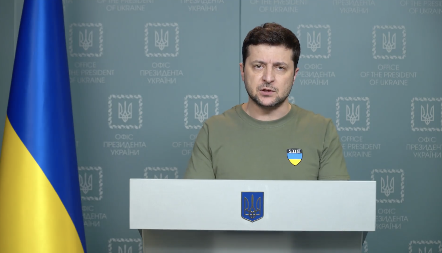 Ukrainian President Volodymyr Zelensky delivers his latest video address on March 3.