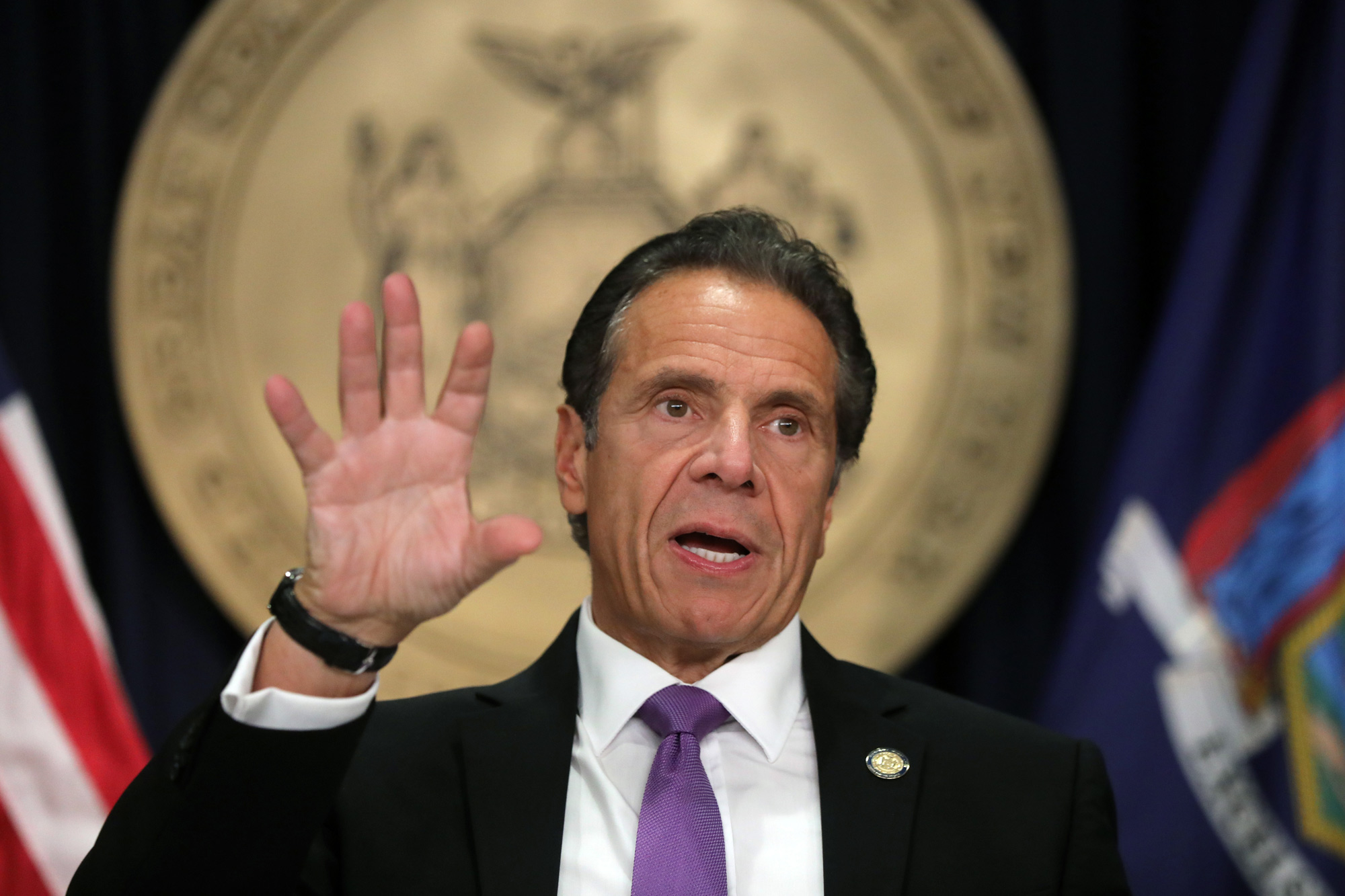 New York state Gov. Andrew Cuomo speaks at a news conference on September 8 in New York City. 