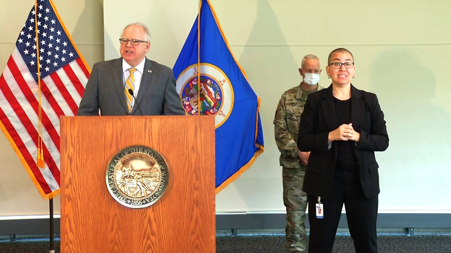 Minnesota Gov. Tim Walz speaks at a news conference in St. Paul, Minnesota, on May 29.