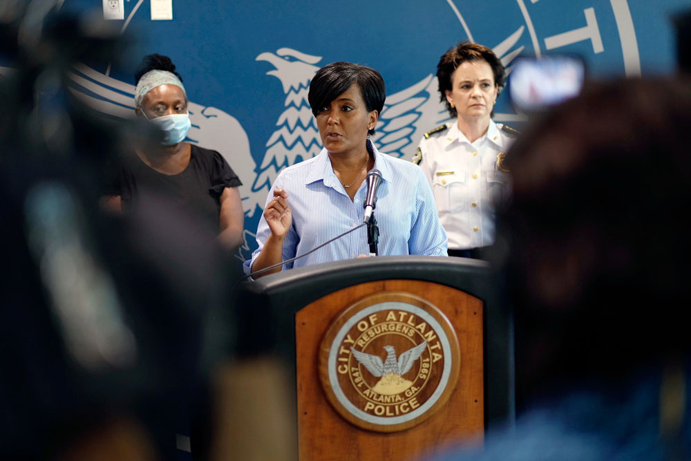 Atlanta Mayor Keisha Lance Bottoms announces a 9 p.m. curfew as protests continue for a second day over the death of George Floyd on Saturday, May 30 in Atlanta. 