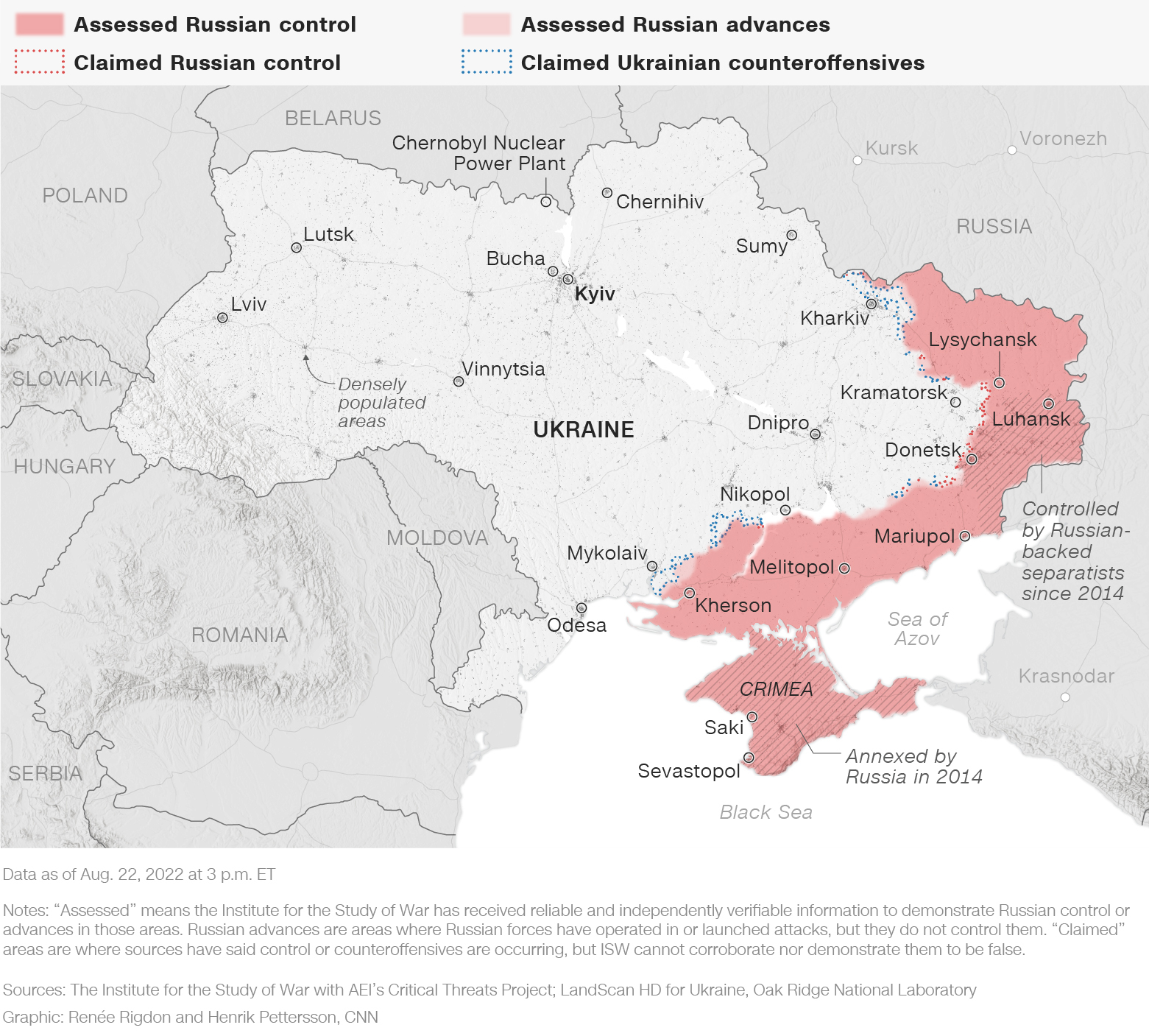 Harta controlului în războiul Rusiei în Ucraina