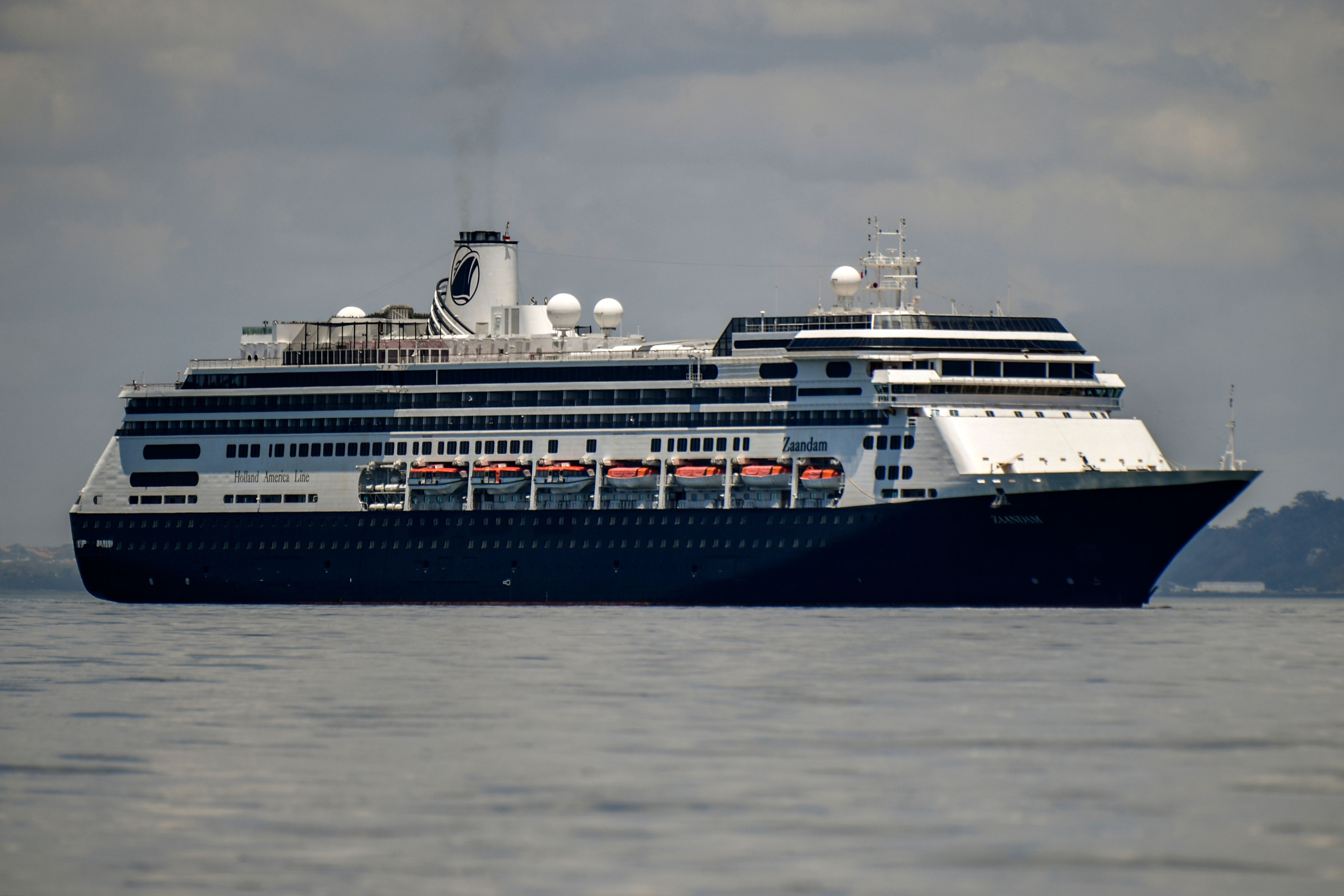 Holland America's cruise ship, the Zaandam, enters the Panama City bay on March 27.