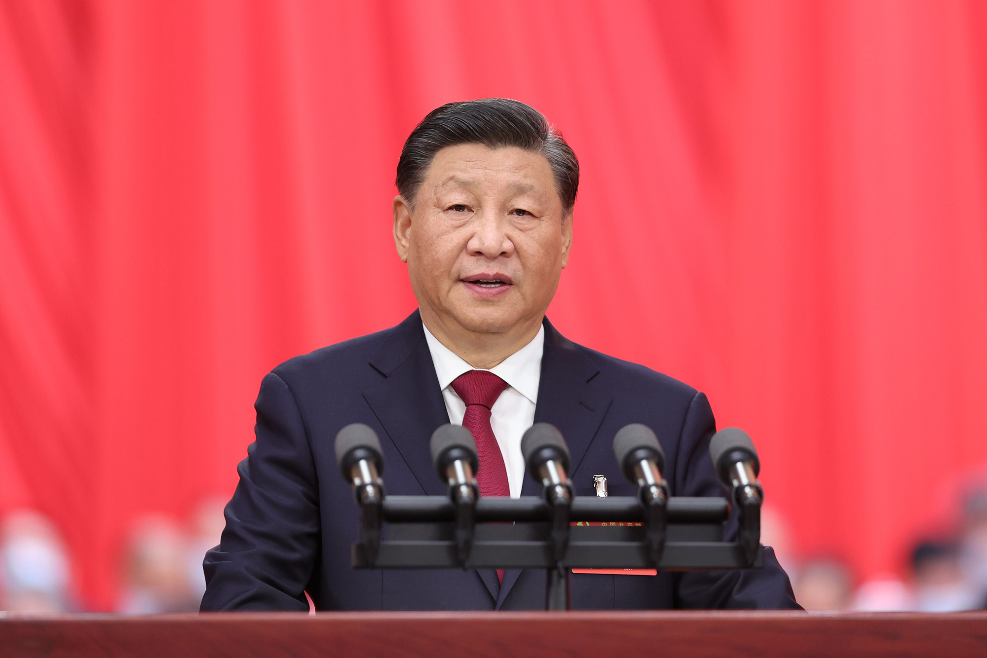 Xi Jinping delivers a report at the Great Hall of the People in Beijing, China, on October 16.