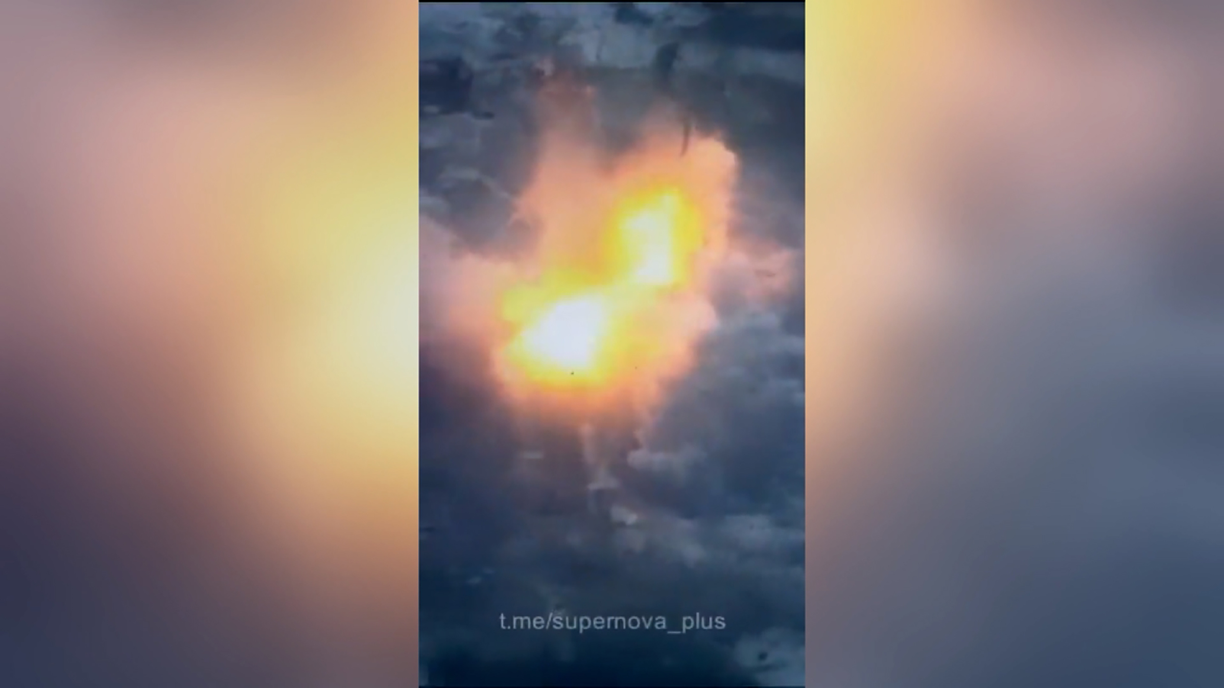 In this still taken from video, an explosion can be seen at a building that appears to have been a shelter for Russian troops.