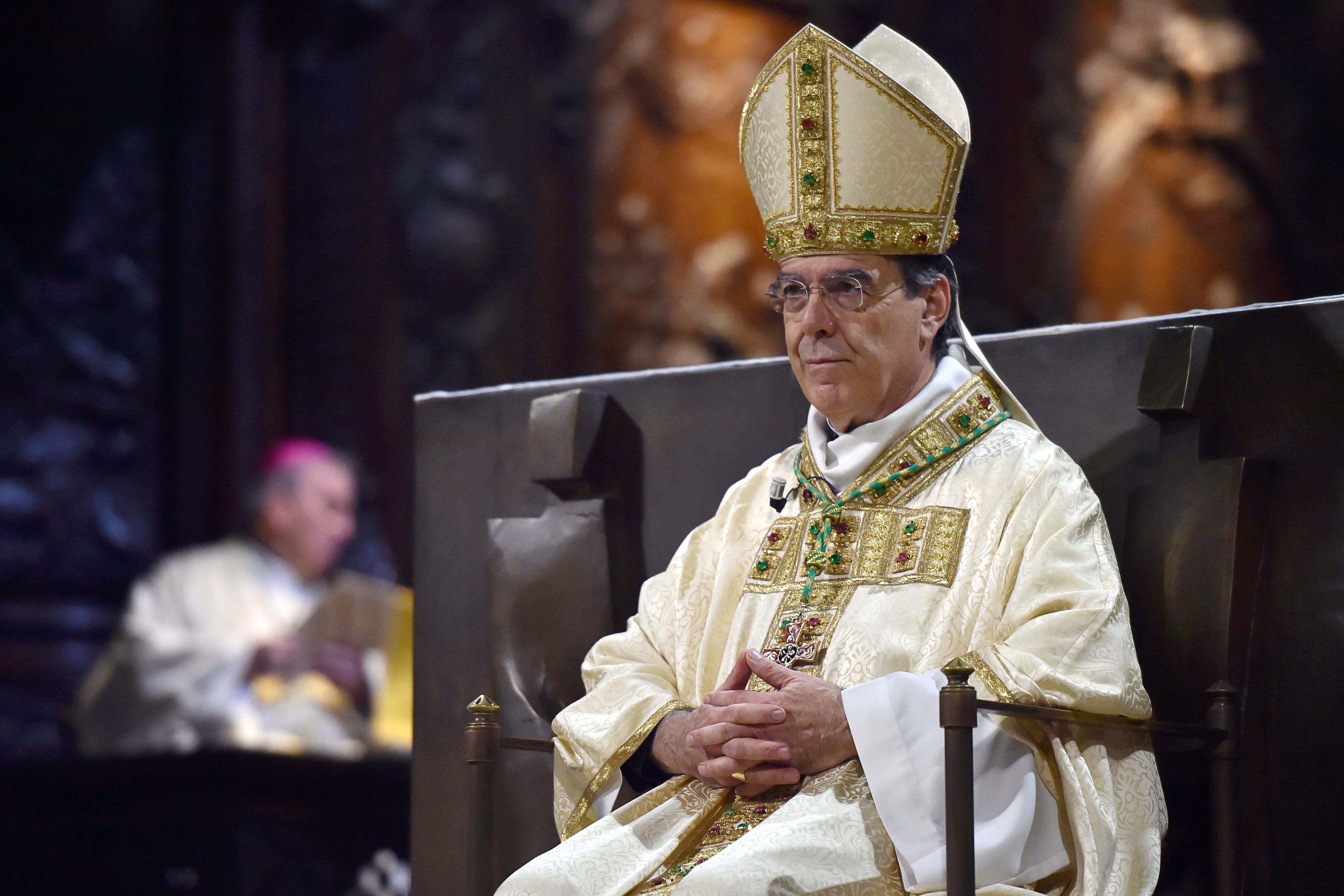 Michel Aupetit looks on during his first mass as Paris' Archbishop at Notre Dame Cathedral in Paris, in January 2018. 