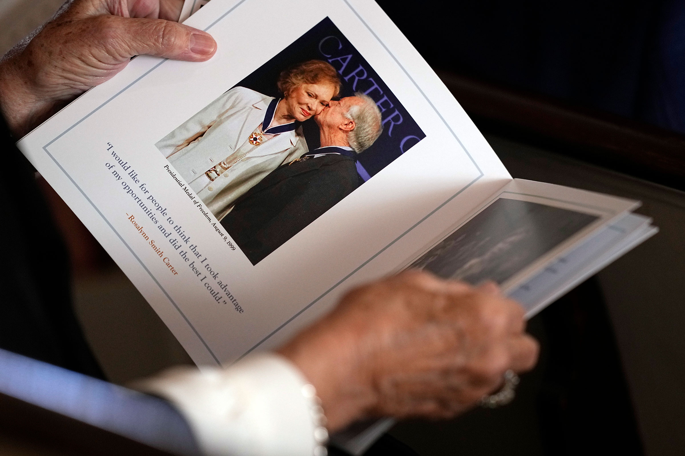 Rosalynn Carter's casket is en route to the church for her tribute service