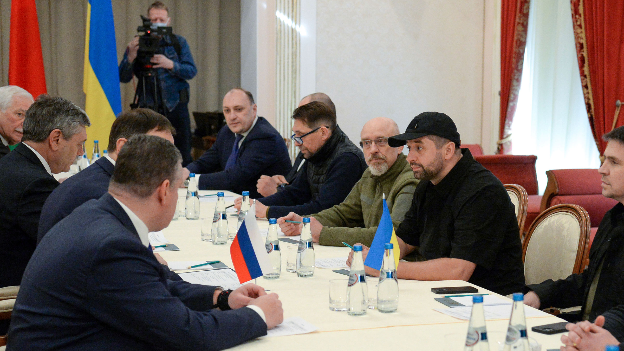 Delegations from Russia and Ukraine hold talks in Belarus on February 28. 