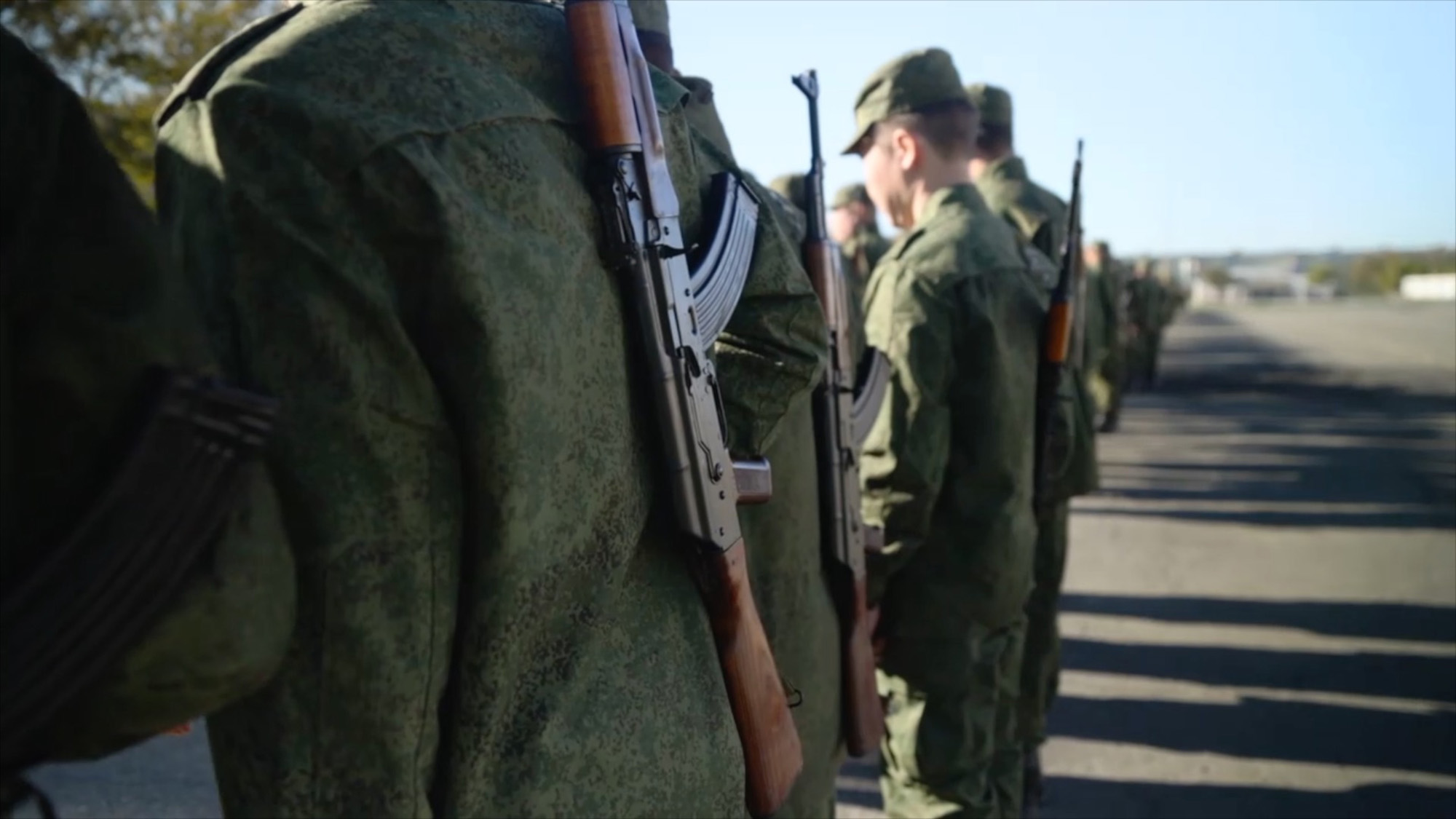 Newly recruited Russians receive combat arms in Petropavlovsk-Kamchatsky, Russia, on Saturday, September 24. 