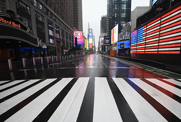 A nearly empty Times Square is seen on Monday, March 23, in New York City.
